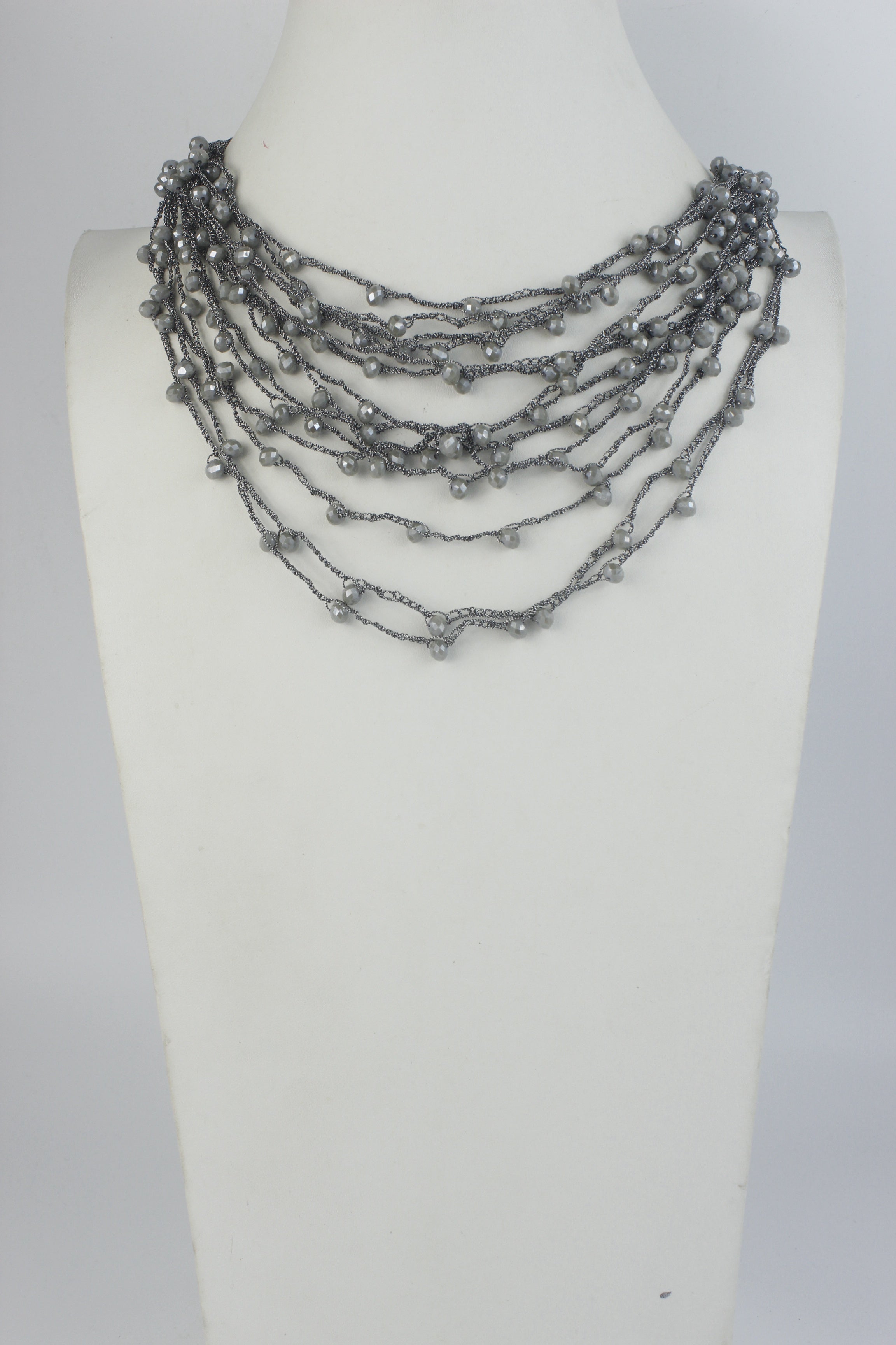 Collares de cuentas de cristal con cadena de cuerda de varias capas N2940