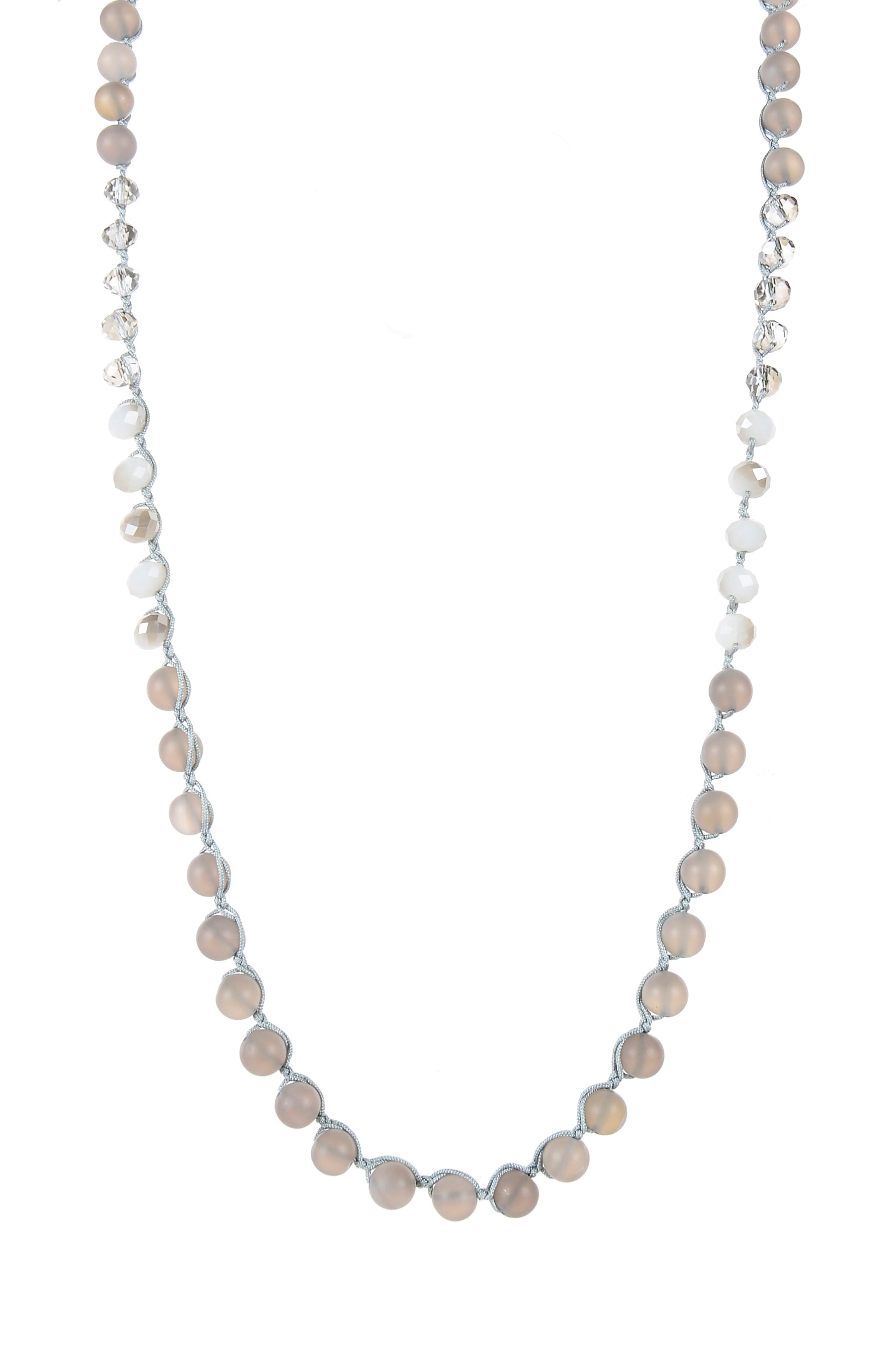 Collares largos de piedra redonda hechos a mano de moda N2960