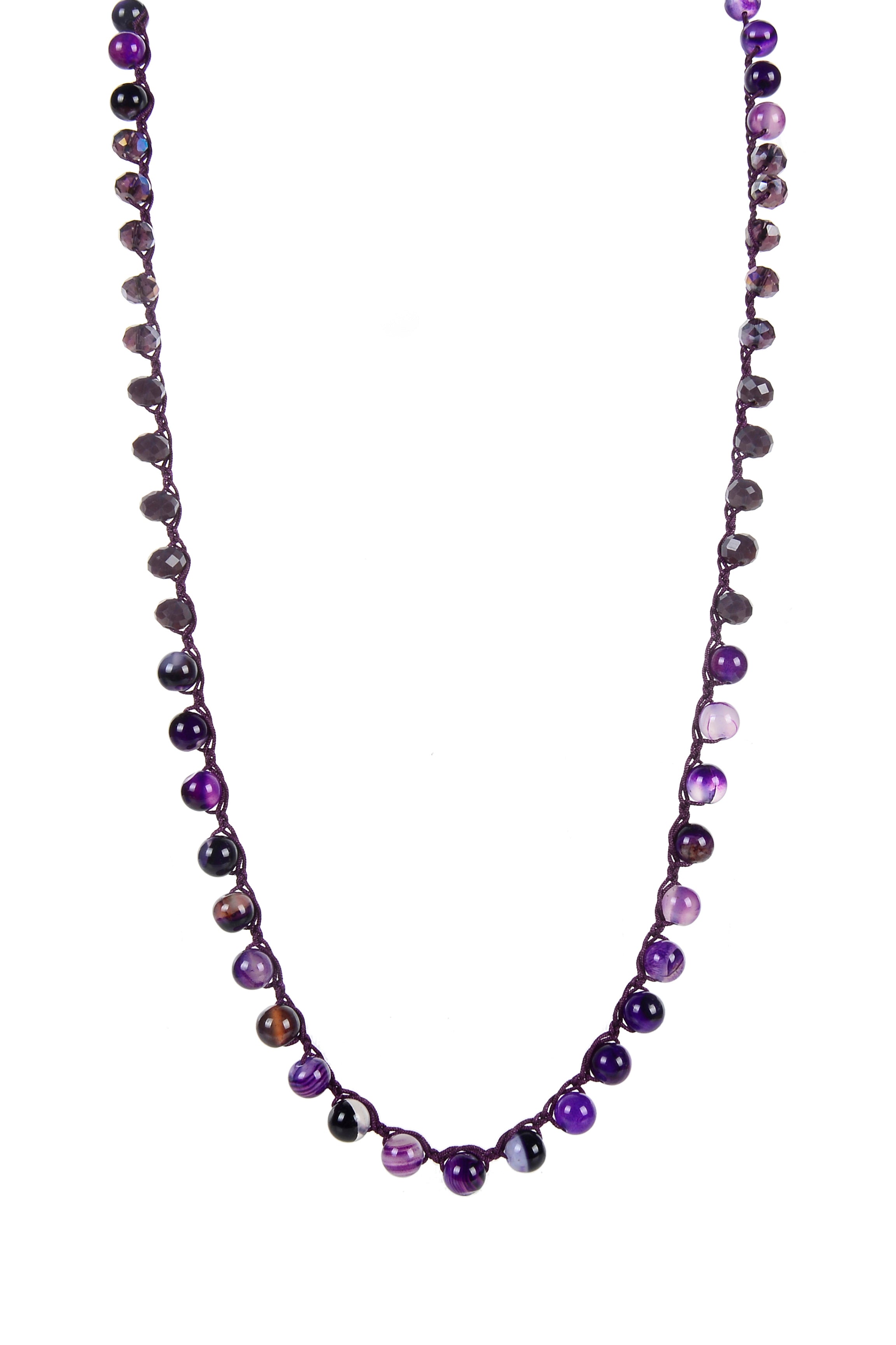 Collares largos de piedra redonda hechos a mano de moda N2960