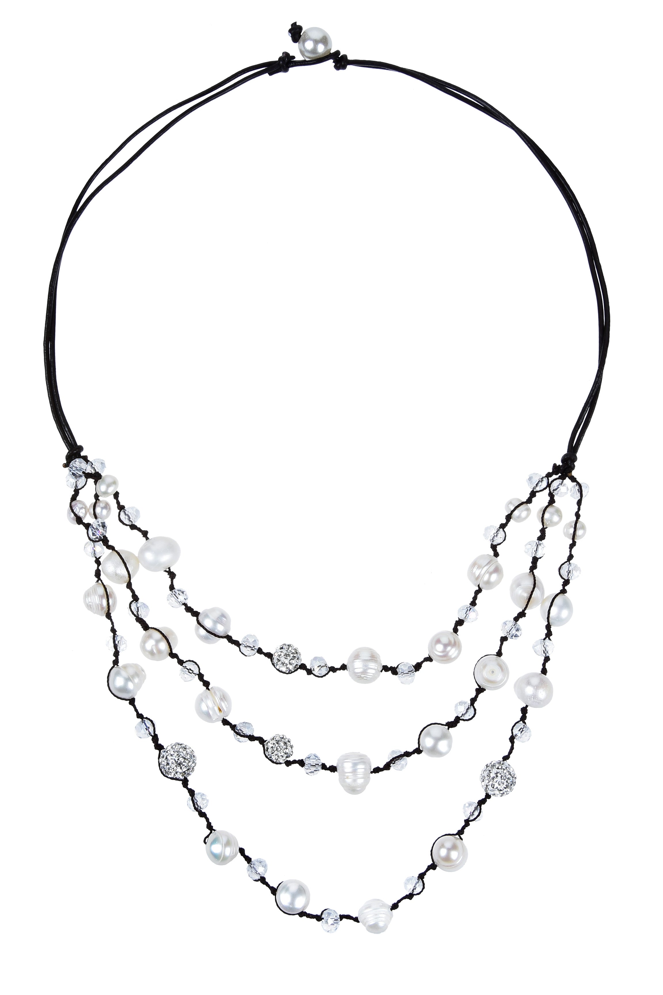 Collares cortos de perlas blancas en hebra N3035