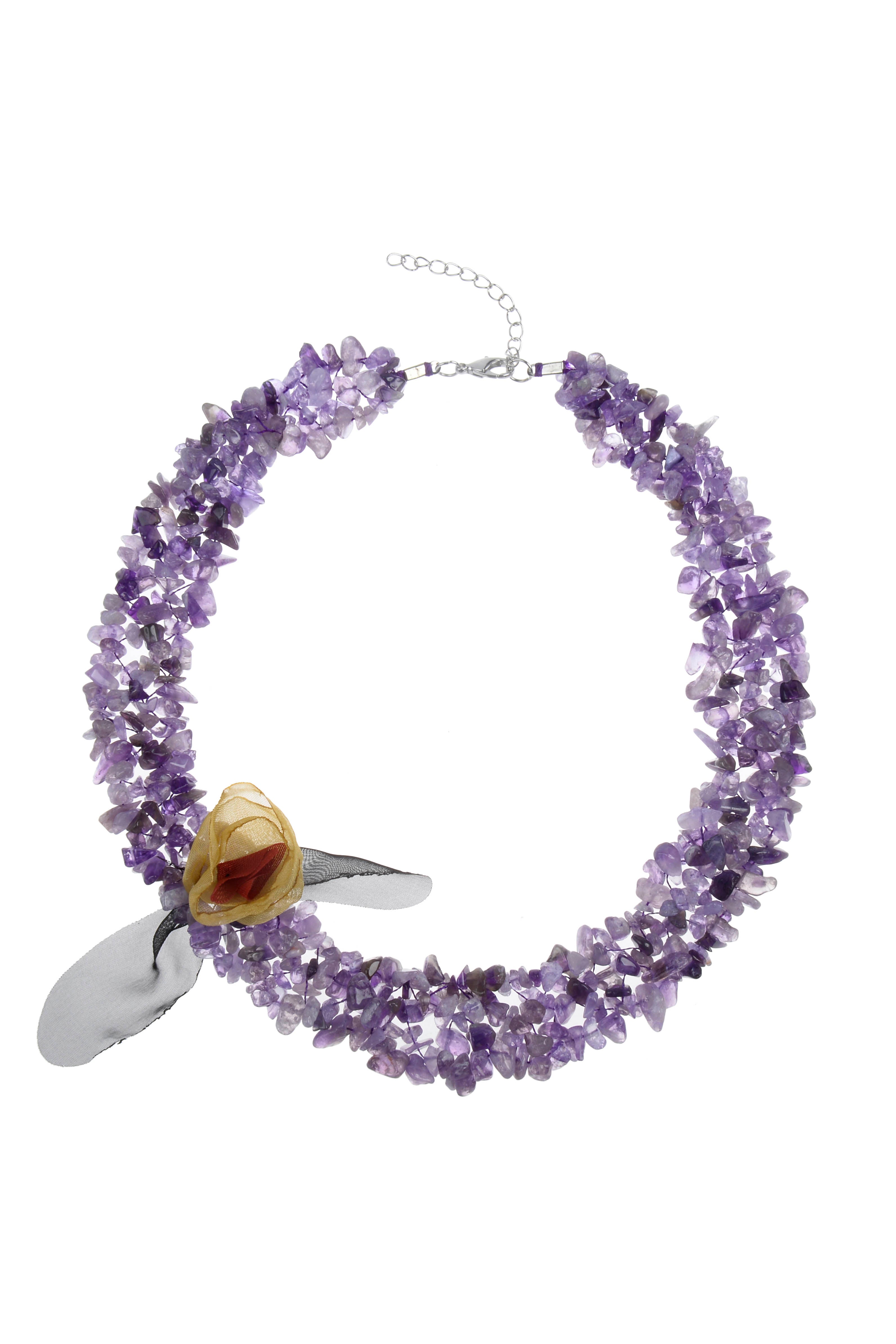Charming Women Gravel Stone Flower Collar Necklace N3081