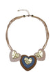 Fashion Women Brown Heart Shaped Collar Necklace N3091