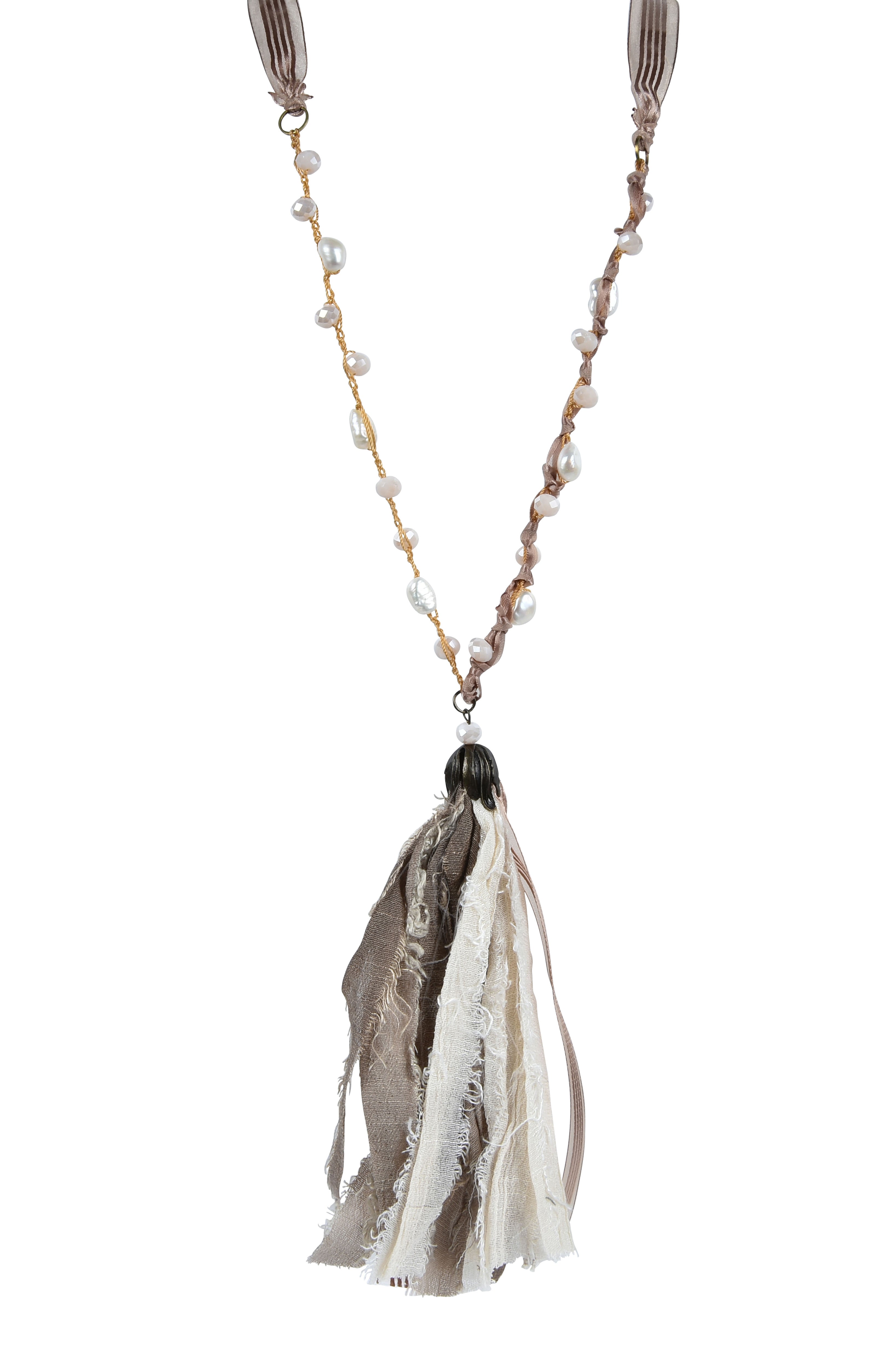 Collares largos con borlas y perlas de moda N3115