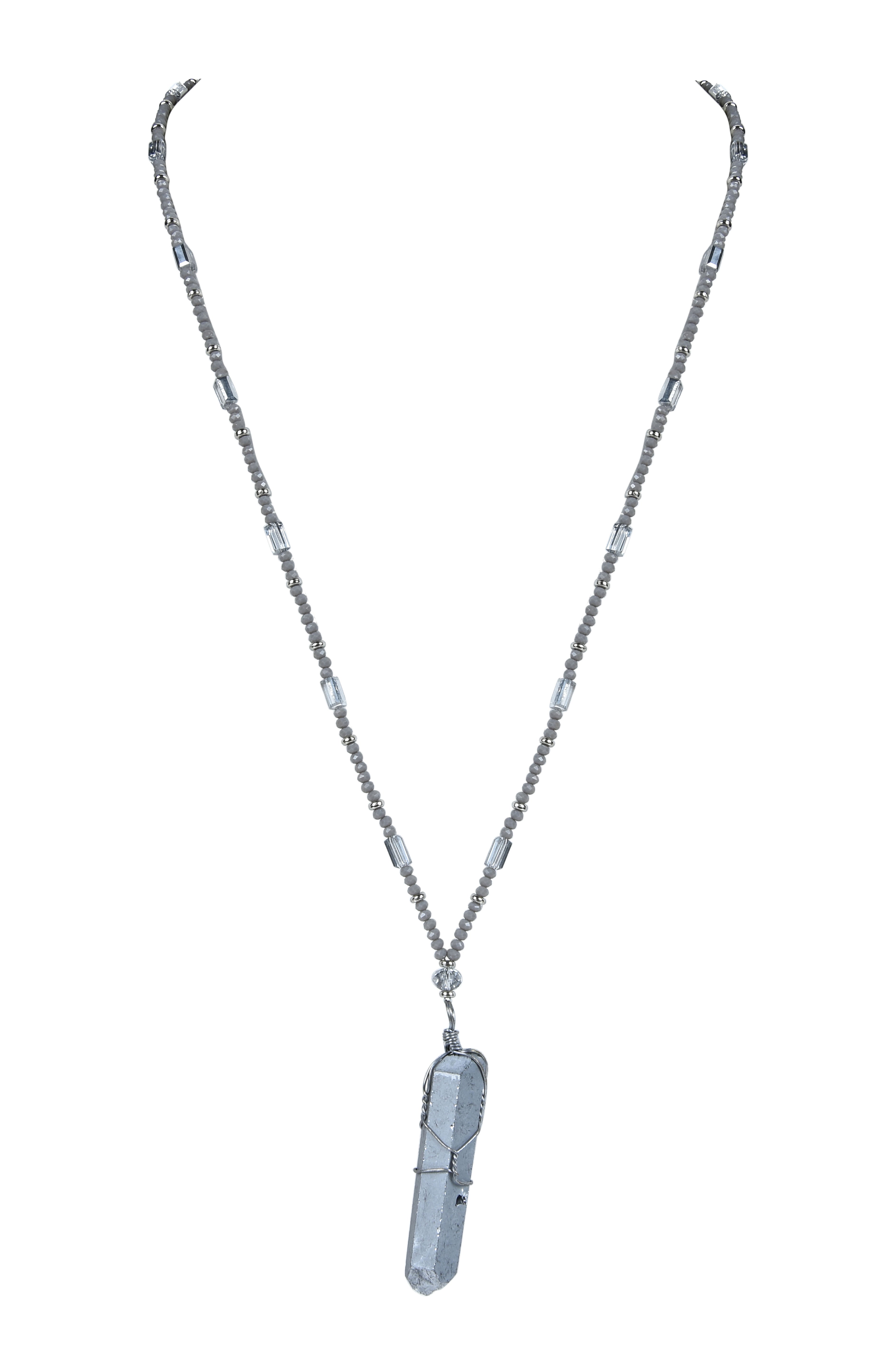 Collares largos con colgante de piedra de cristal N3117