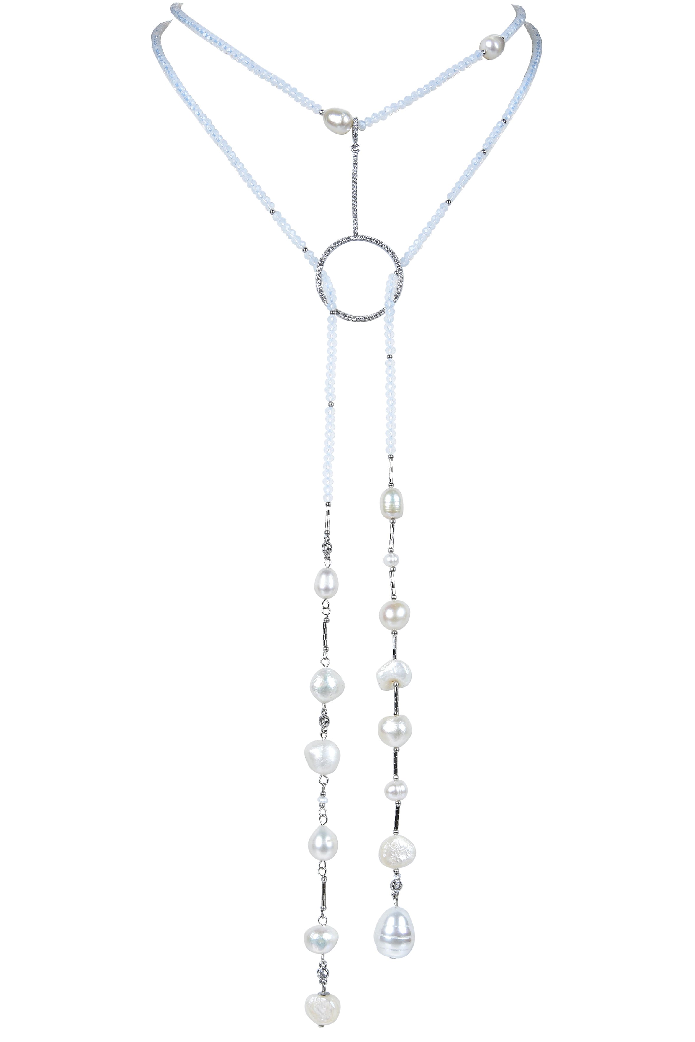 Original Design Pearls Crystal Beads Long Necklace N3130