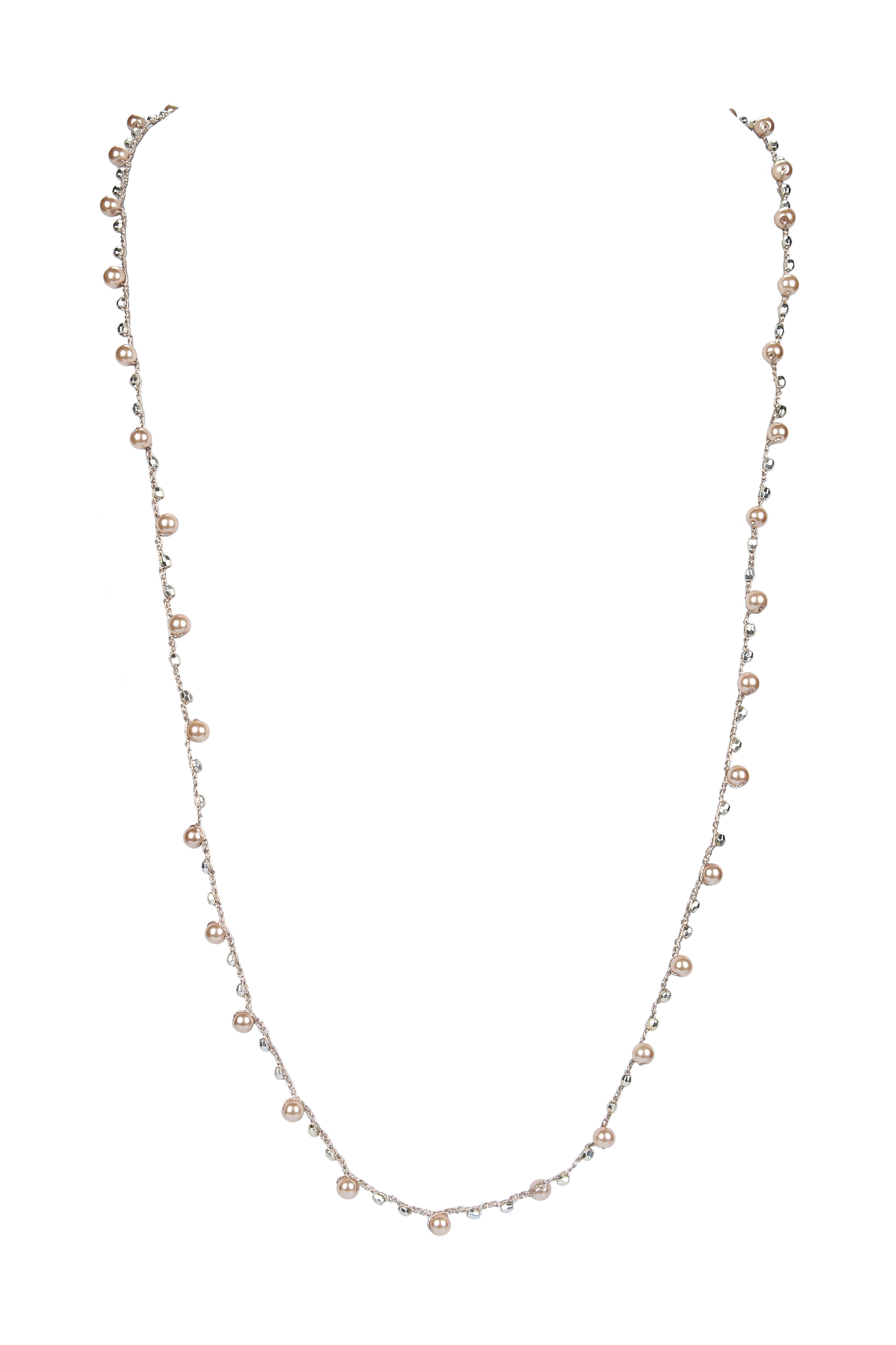 Collar largo de cuentas redondas de moda para colgante N3168