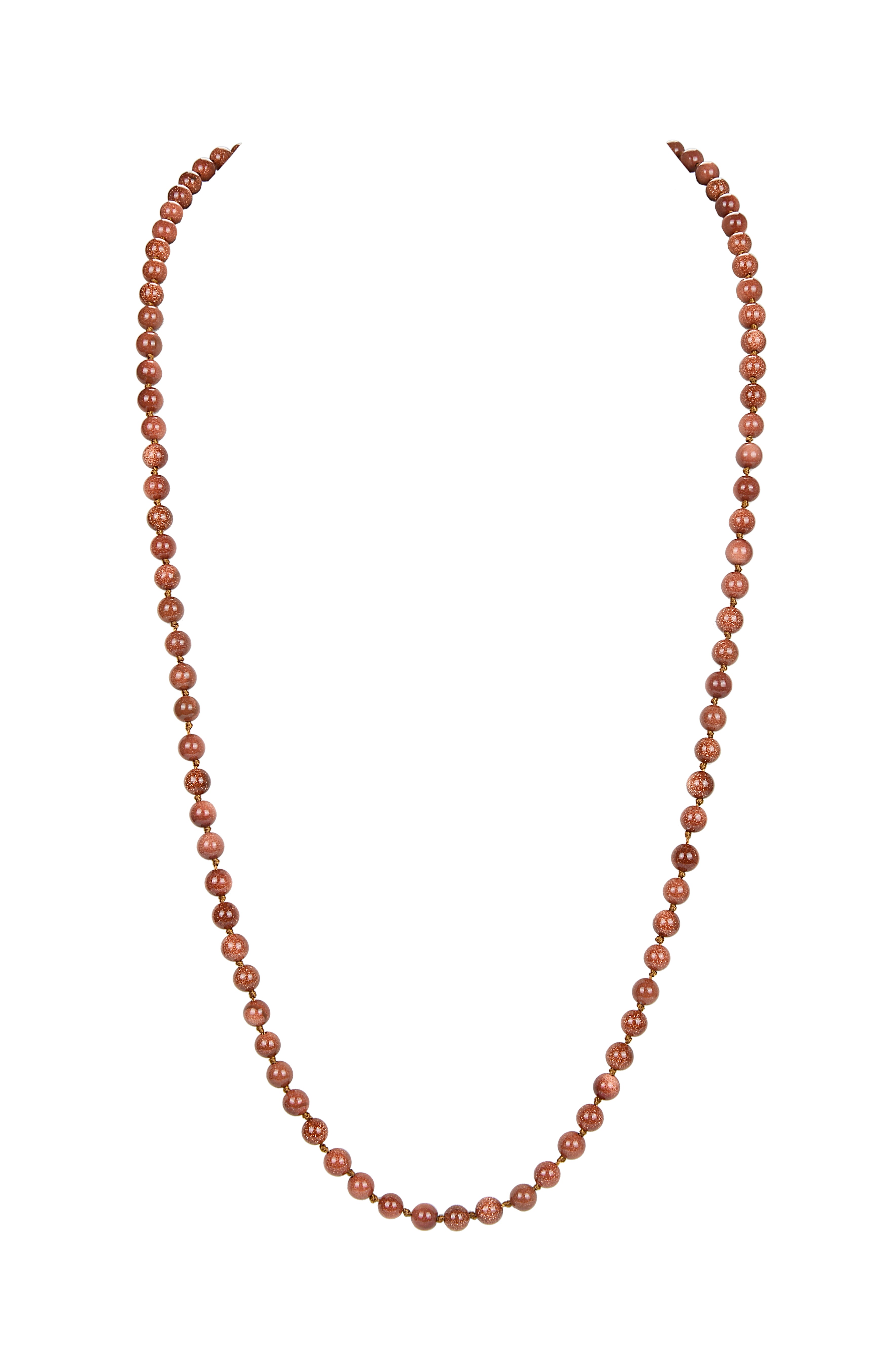 Red Gold Sandstone Beaded Necklaces N3180