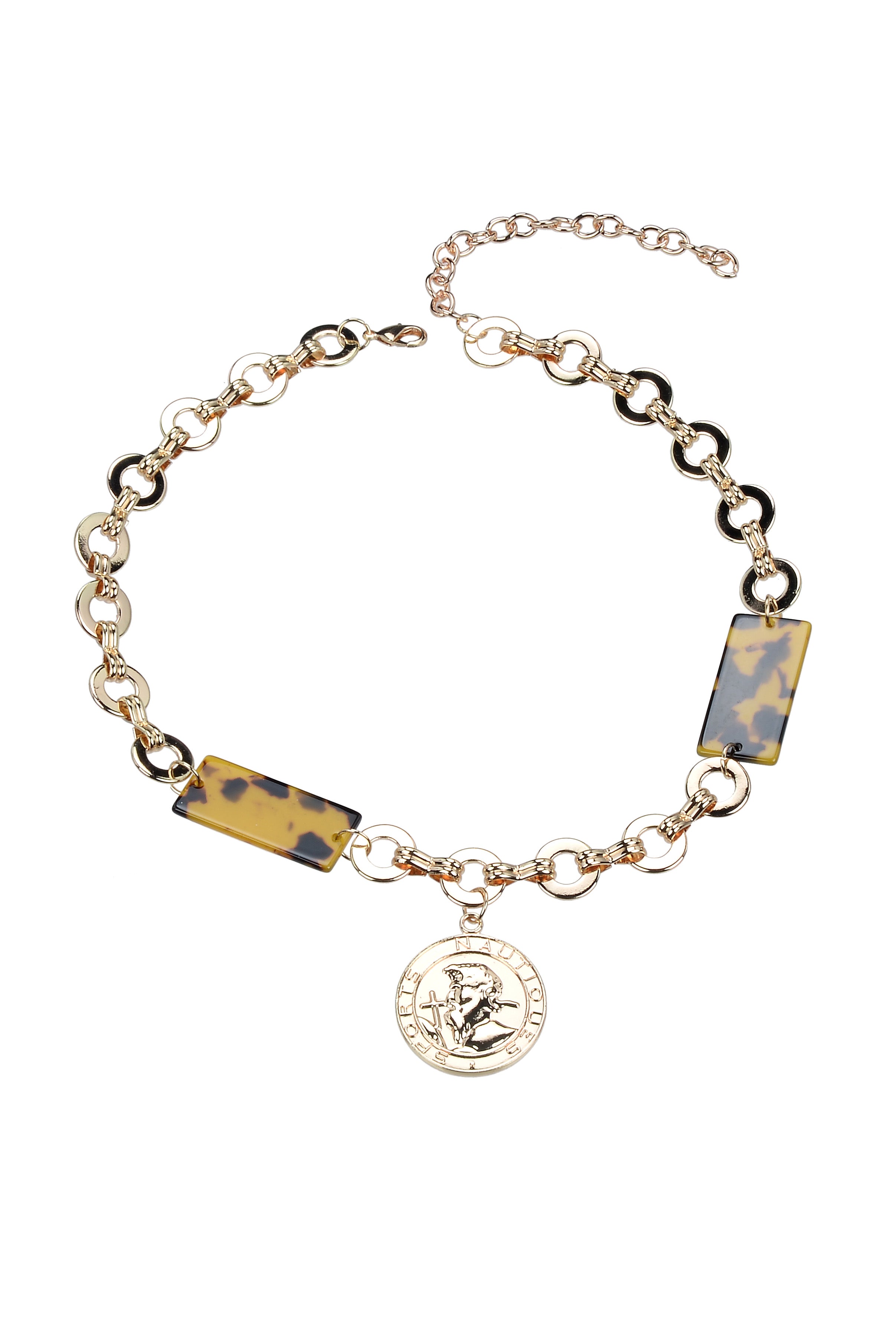 Collar llamativo con colgante de medalla de oro N3195