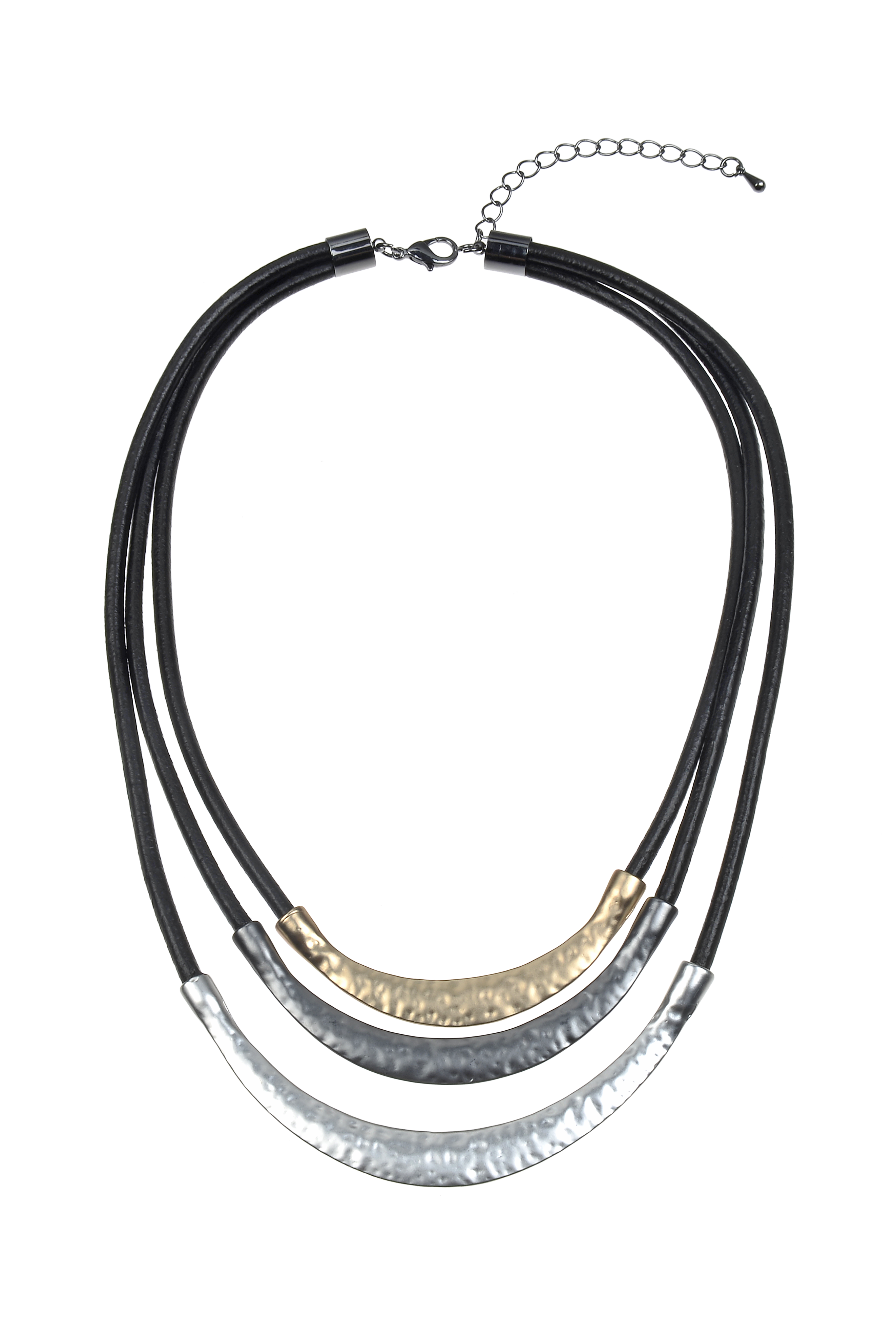 Collares cortos de metal y cuero sintético N3265