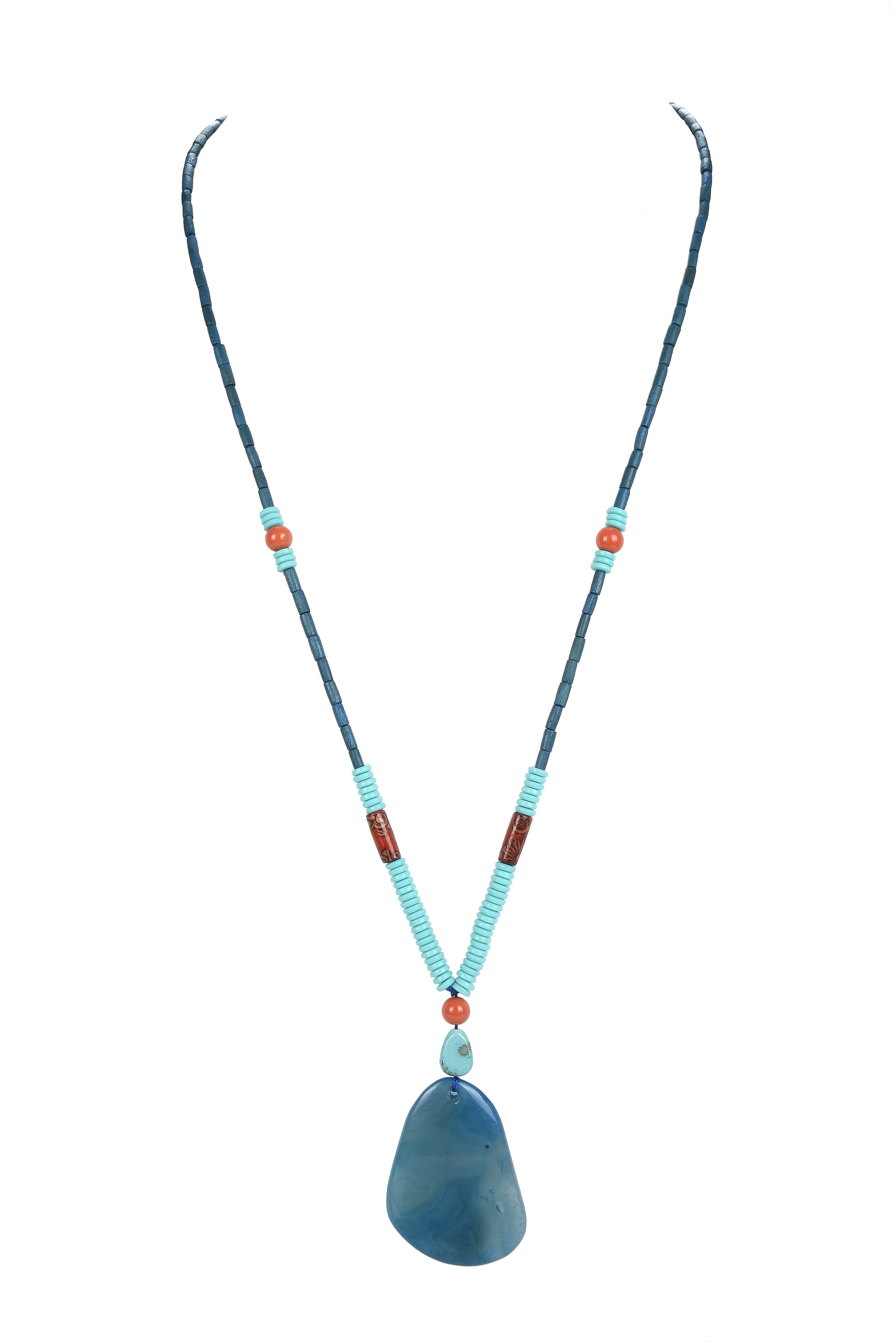 Wooden Beads Agate Long Necklaces N3332