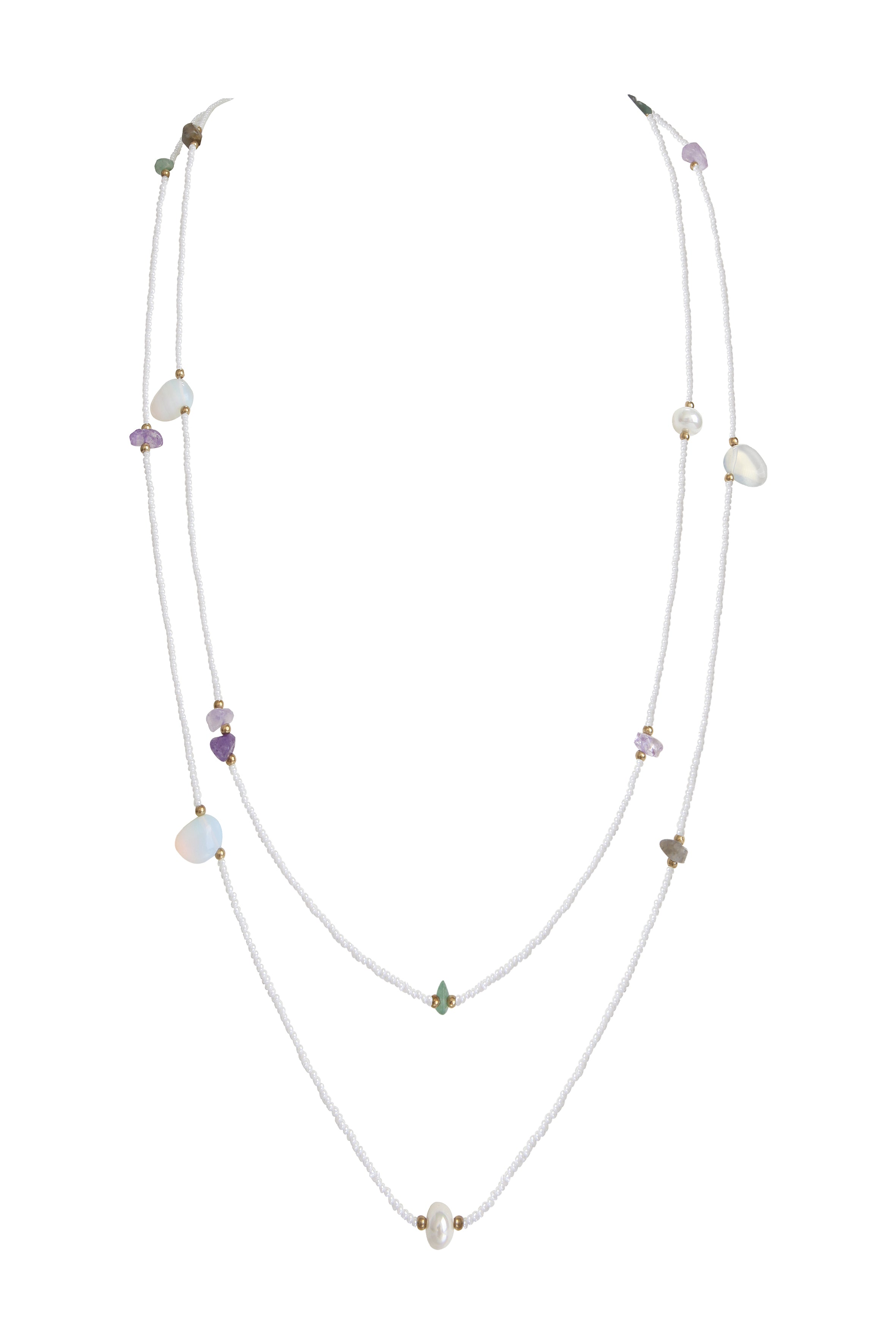 Collares largos de cuentas de semillas de estilo simple N3501