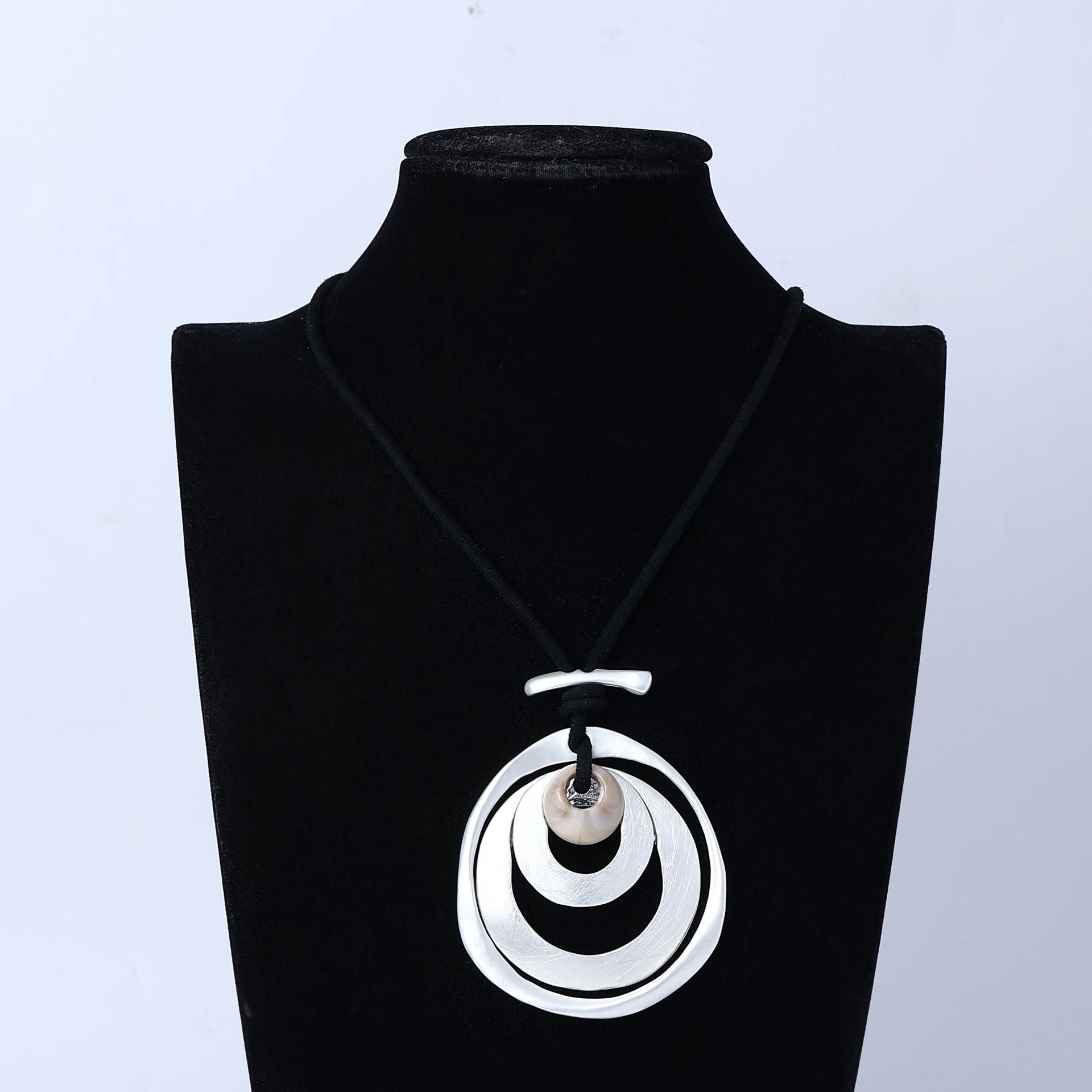 Oval Pendant Leatherette Necklace N3695