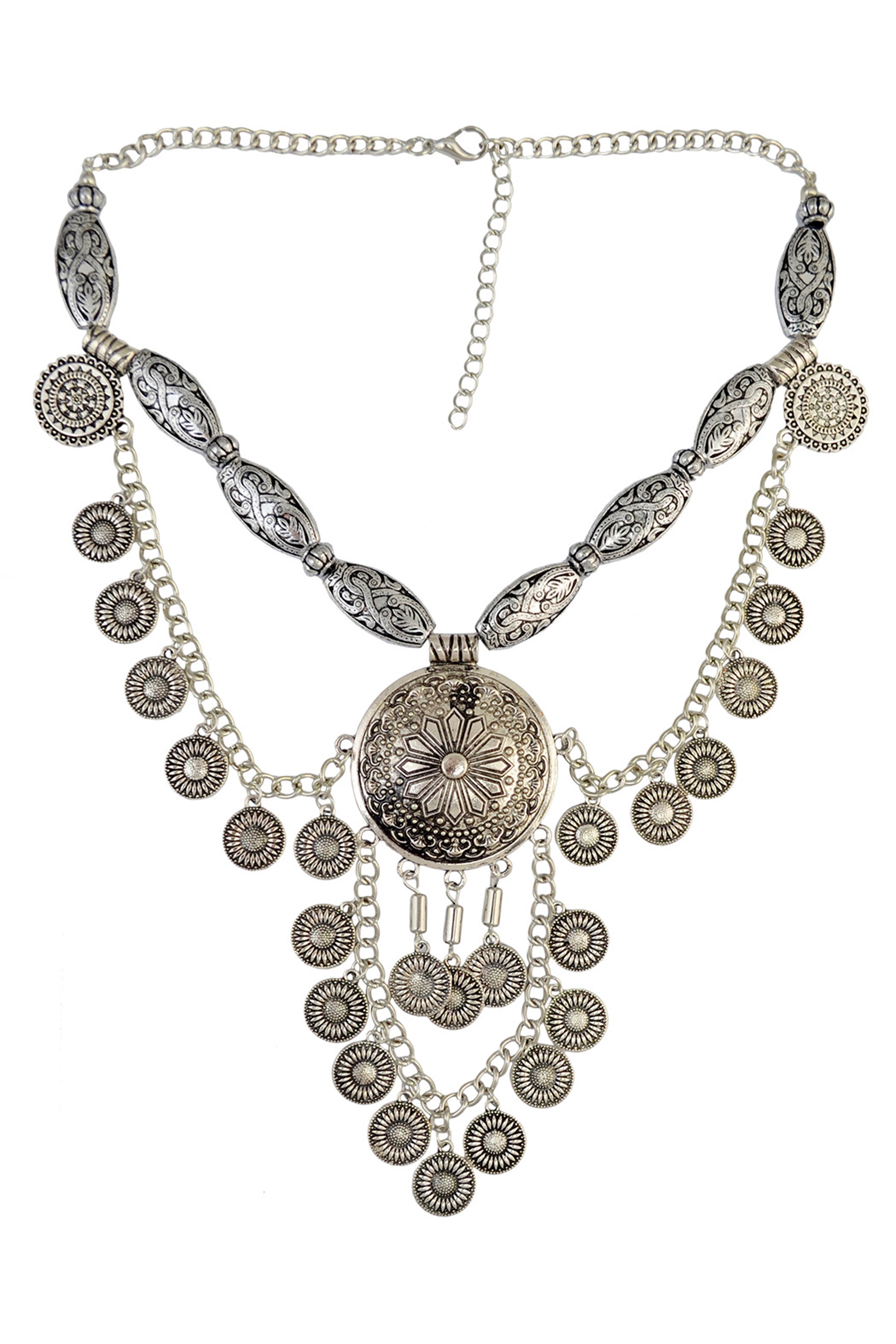 Collar de aleación con borlas y monedas N3758