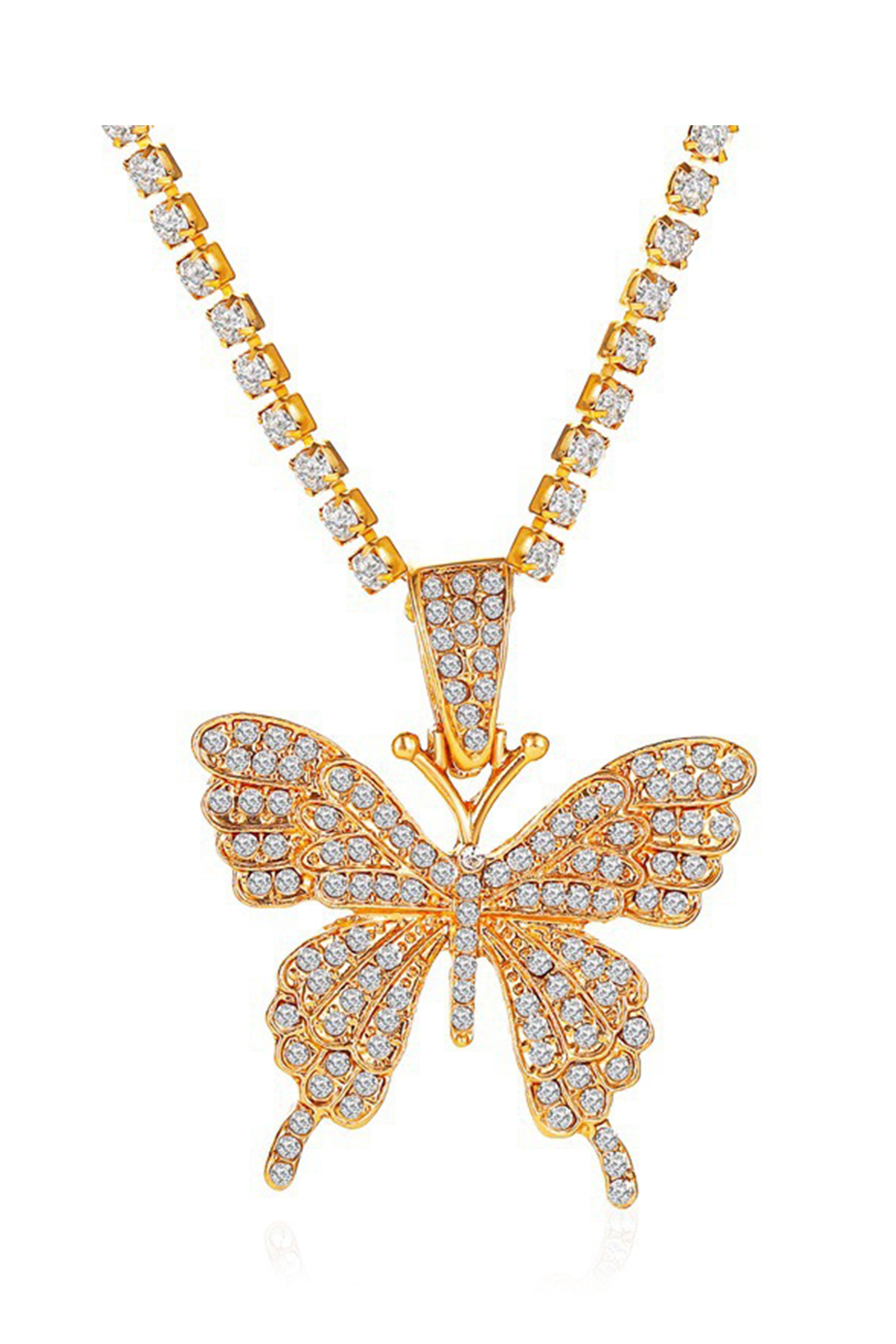 Collar de mariposa con diamantes de imitación N3840-L