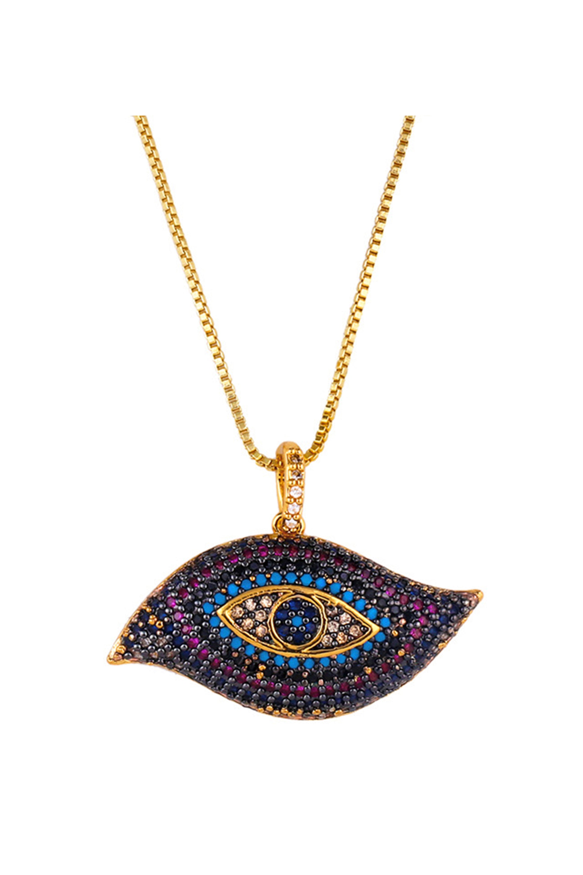 Evil Eye Zircon Copper Chain Necklace N3891