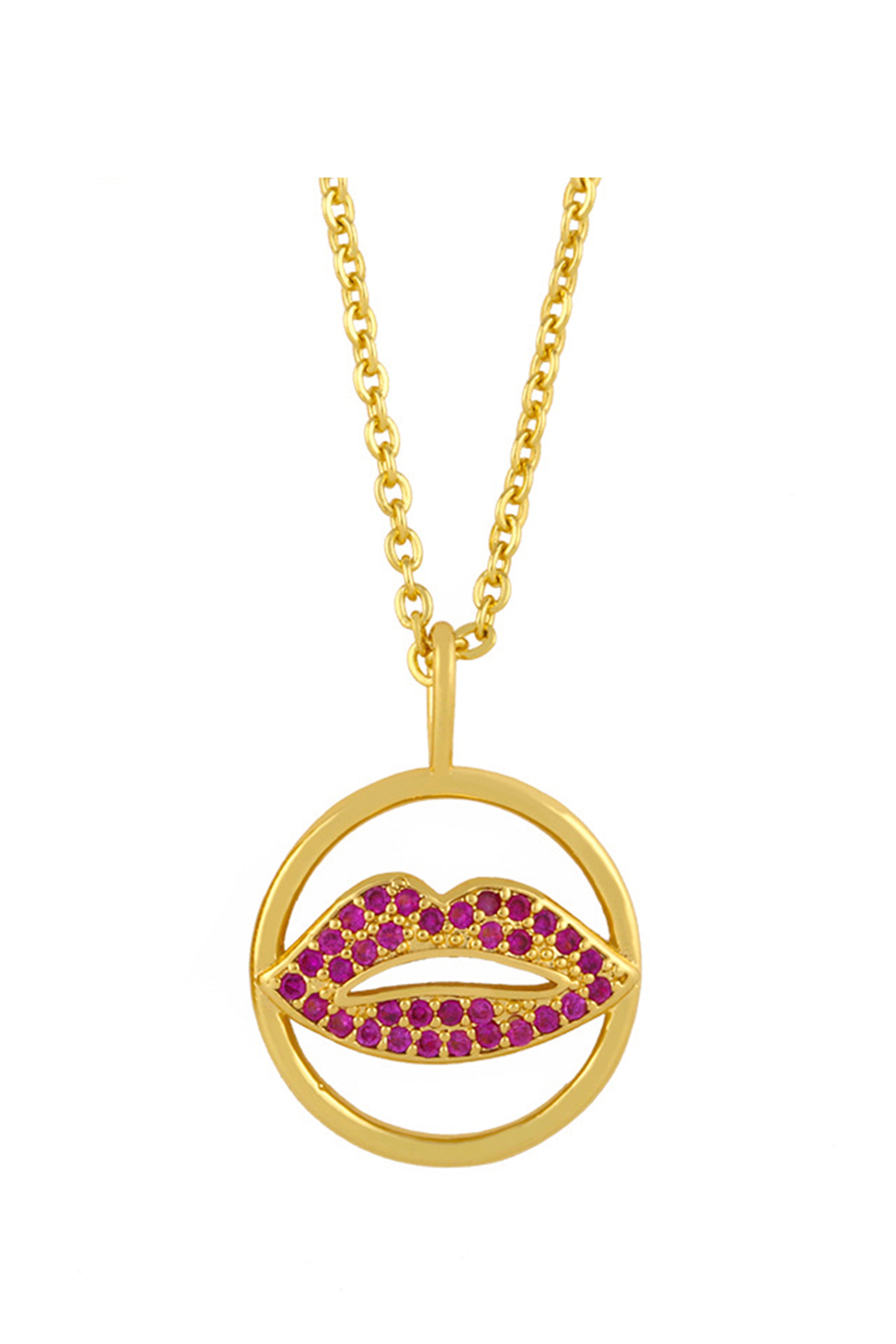 Lip Zircon Copper Chain Necklace N3899