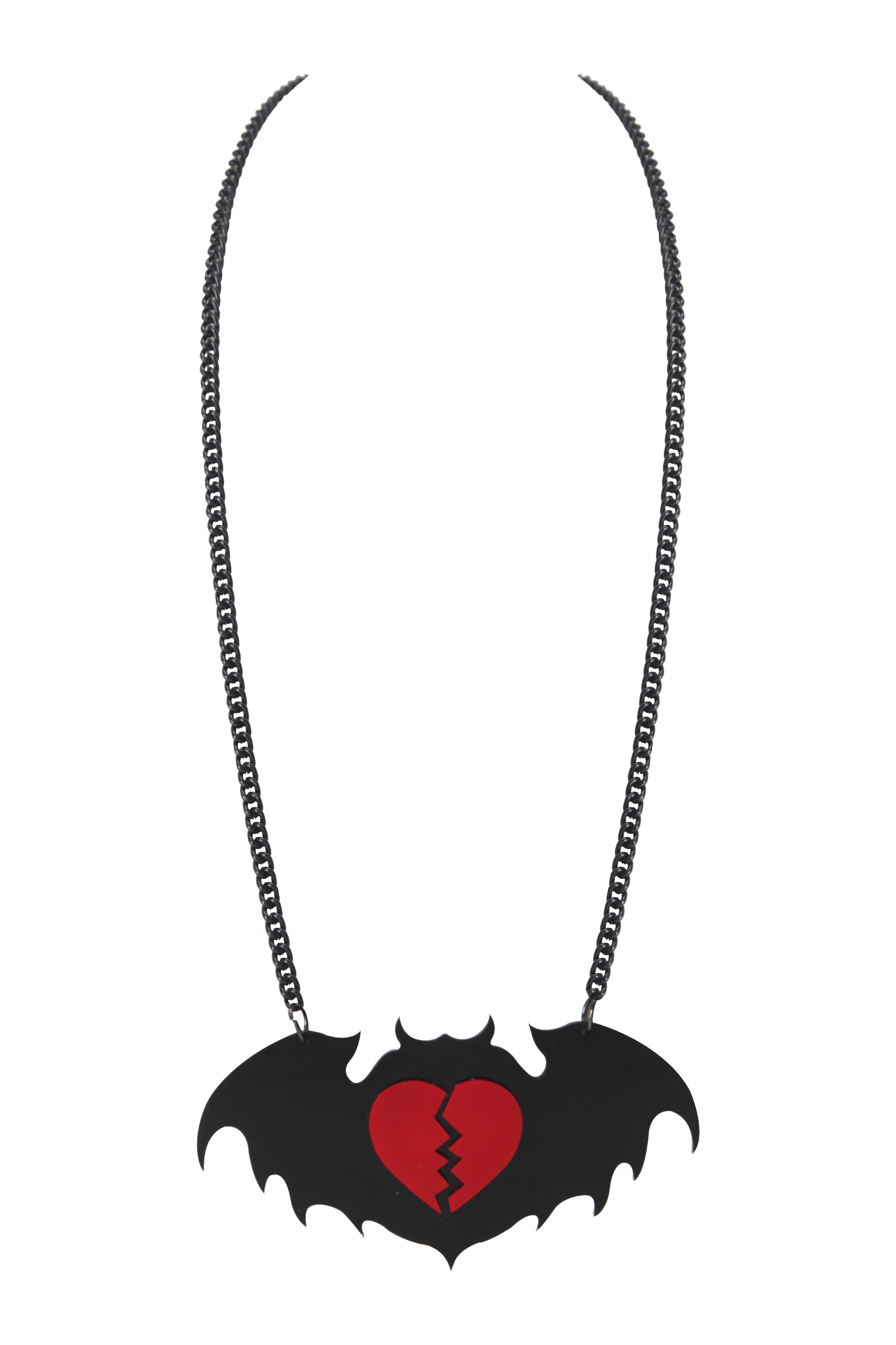 Bat Heart Acrylic Chain Necklace N3913