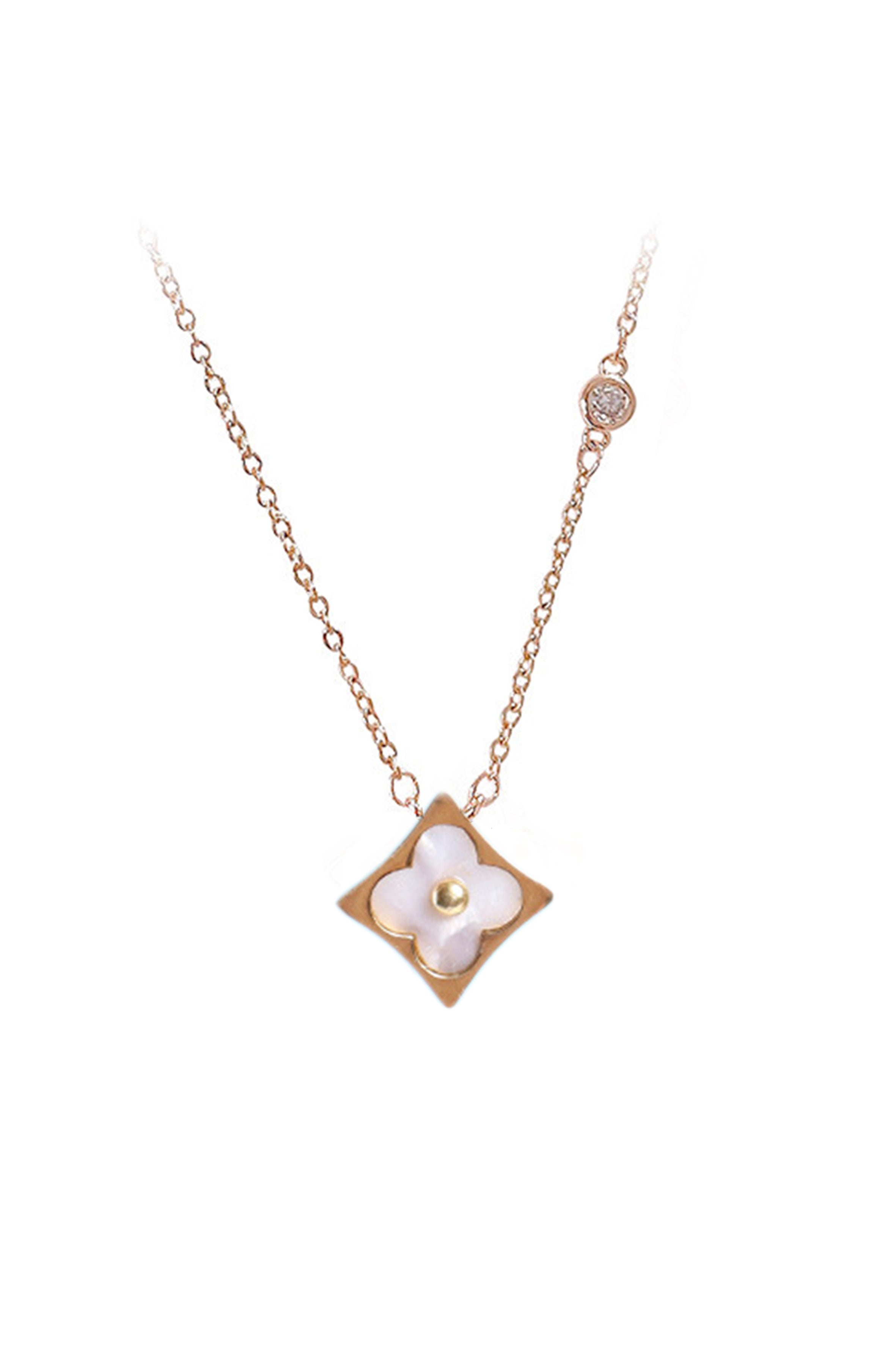 Collar de acero inoxidable con forma de trébol cuadrado N4156