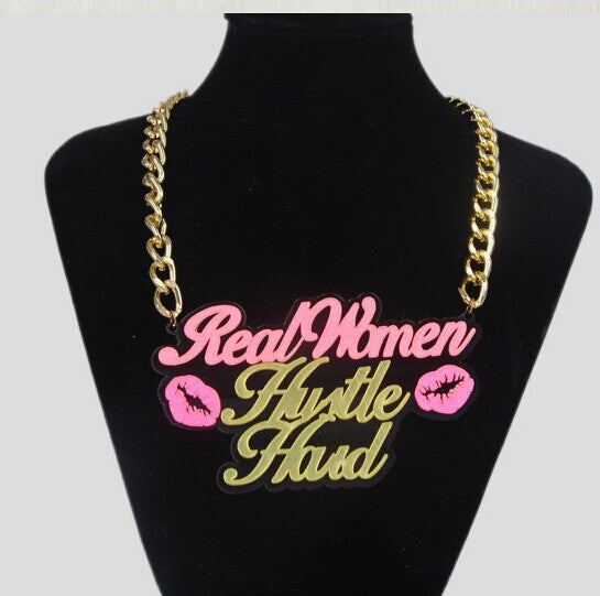Real Women Acrylic Chain Necklace N4188