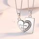 Heart Rhinestone Silver Couple Necklace Set N4193-Set