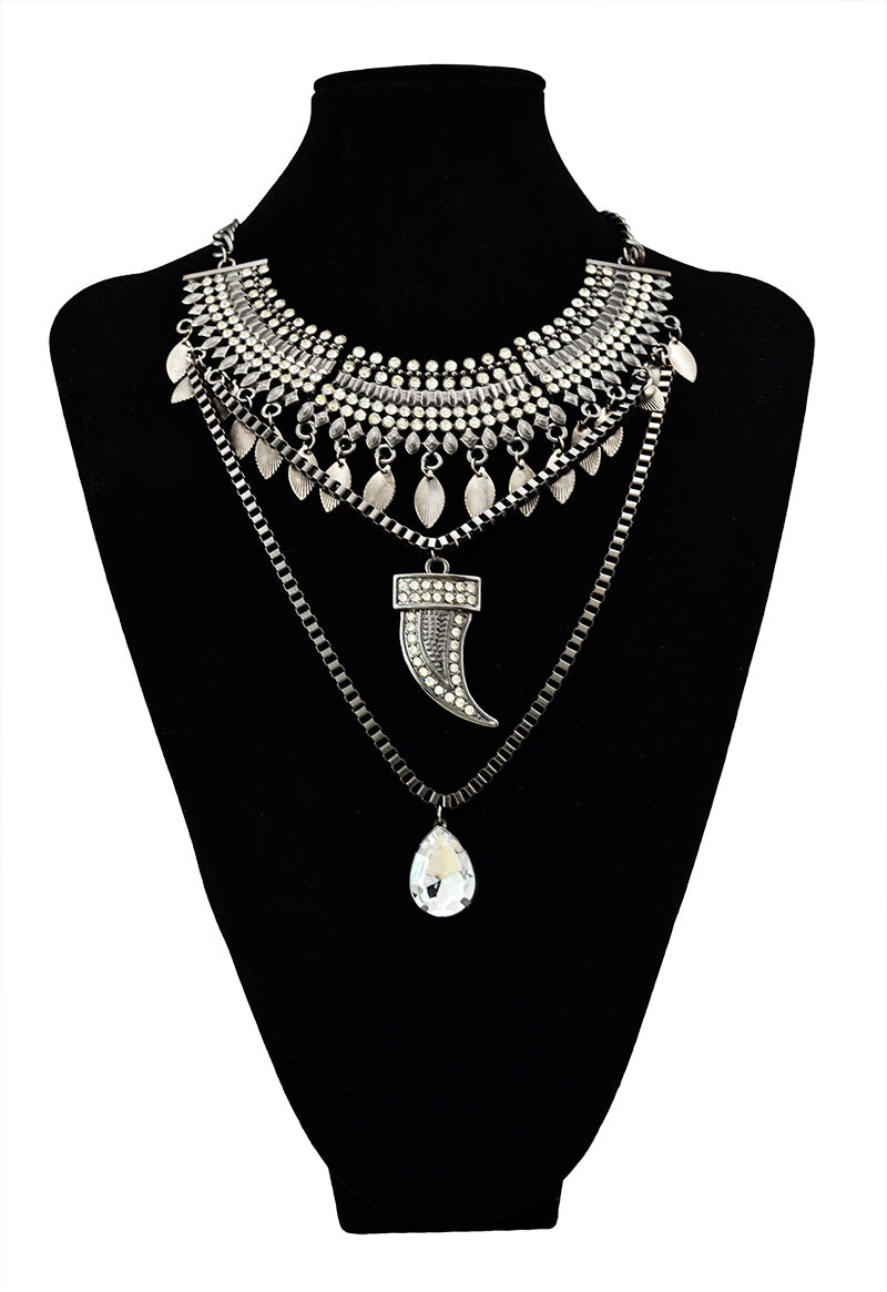Multilayer Crescent Moon Alloy Necklace N4269