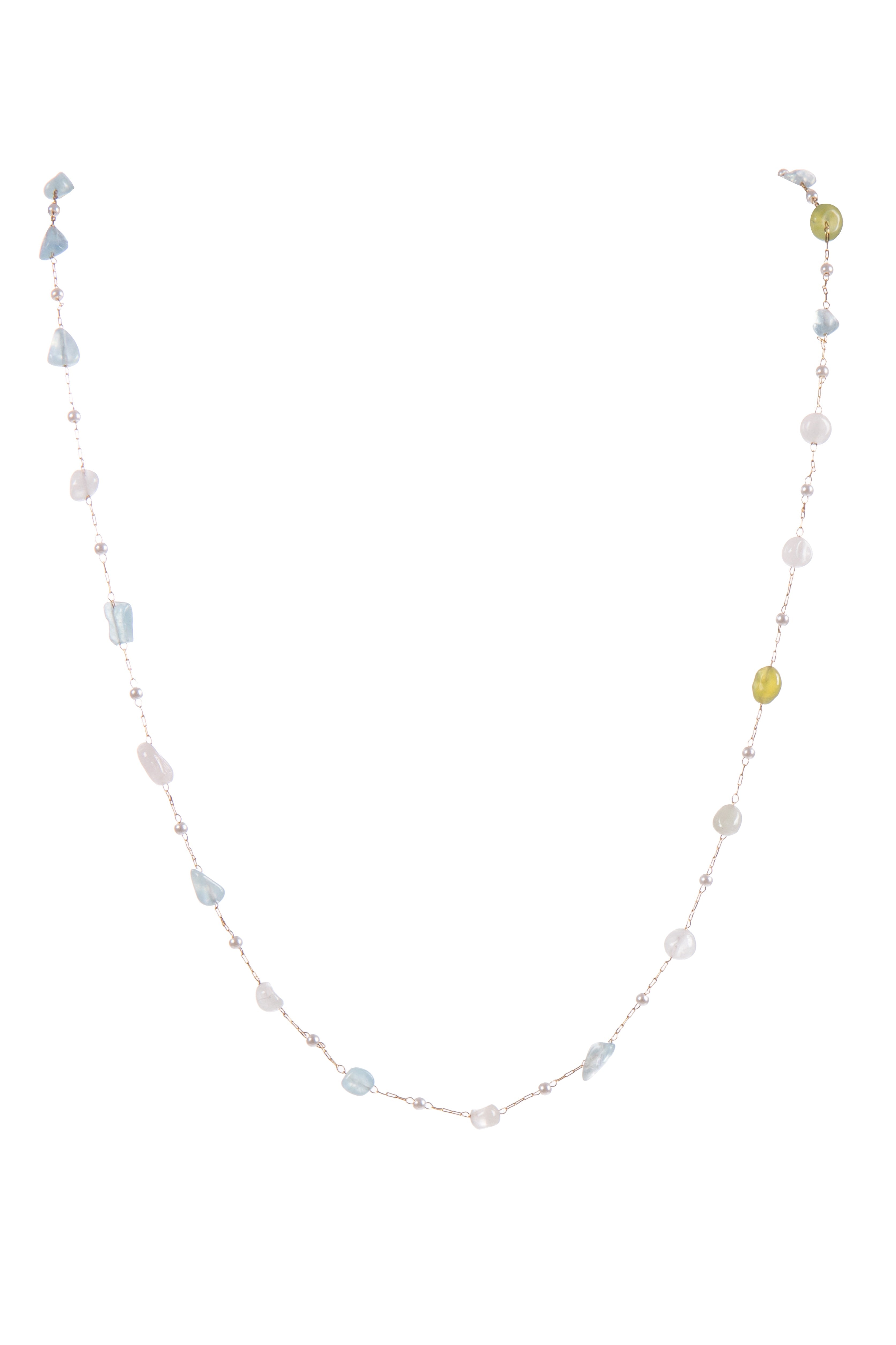 Natural Stone Pearl Chain Necklace N4377-78CM-Morganite