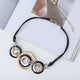 Collar de cuero con aro y círculos geométricos N4424