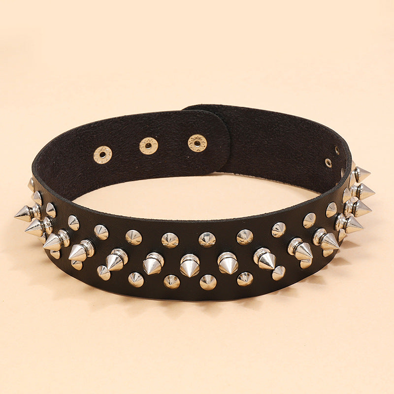 Punk Rivet Leather Choker Necklace N4714 – Ole