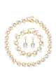 Floral Pearl Rhinestone Earrings Bracelet Necklace Set N4758