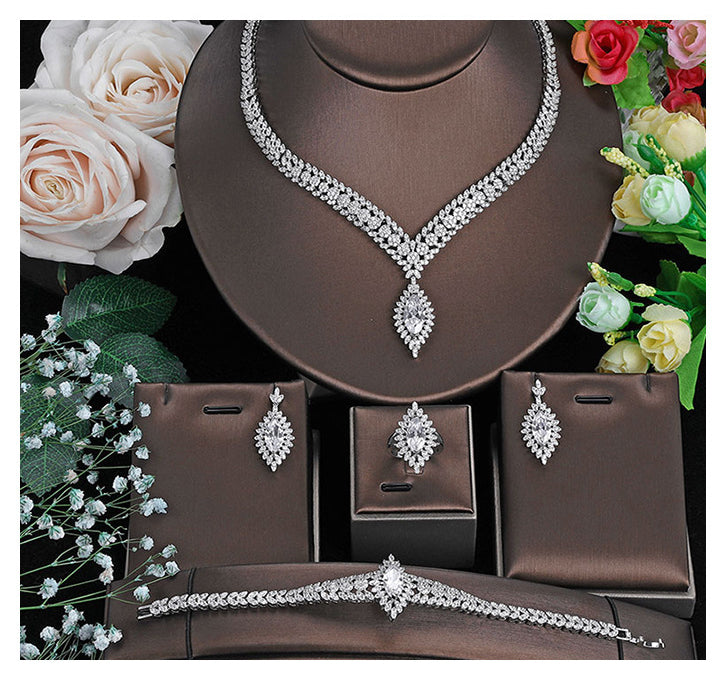 Cubic Zirconia Necklace Bracelet Earrings  Rings N4789-SET