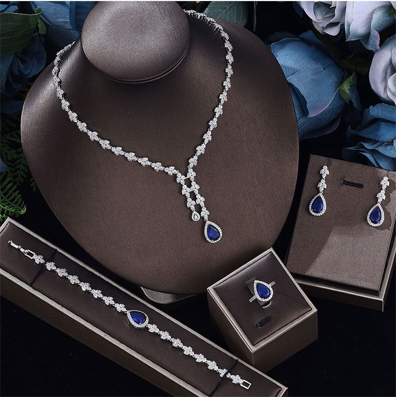 Cubic Zirconia Necklace Bracelet Earrings  Rings N4791-SET