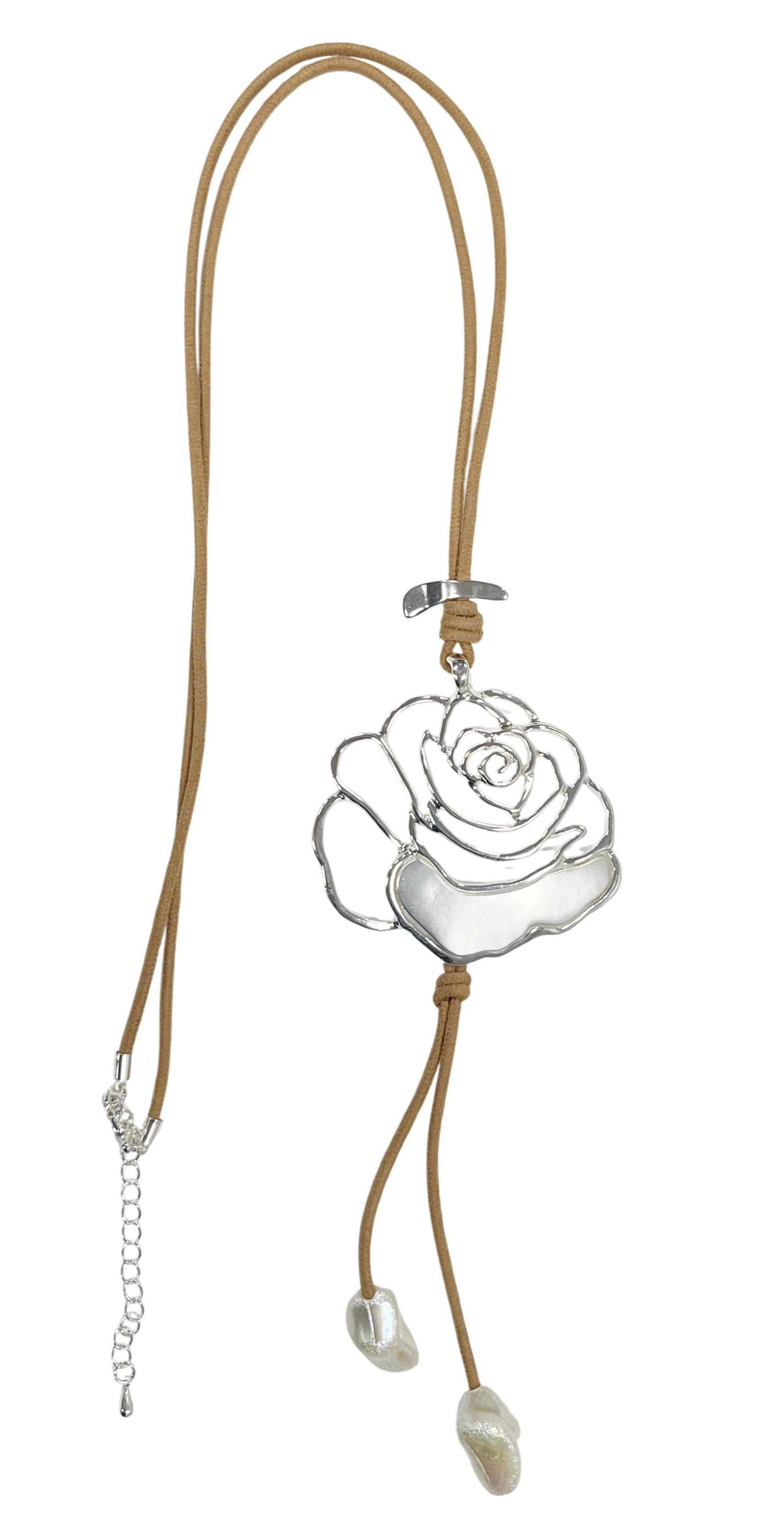 Rose Pendant Leather Necklace N4921