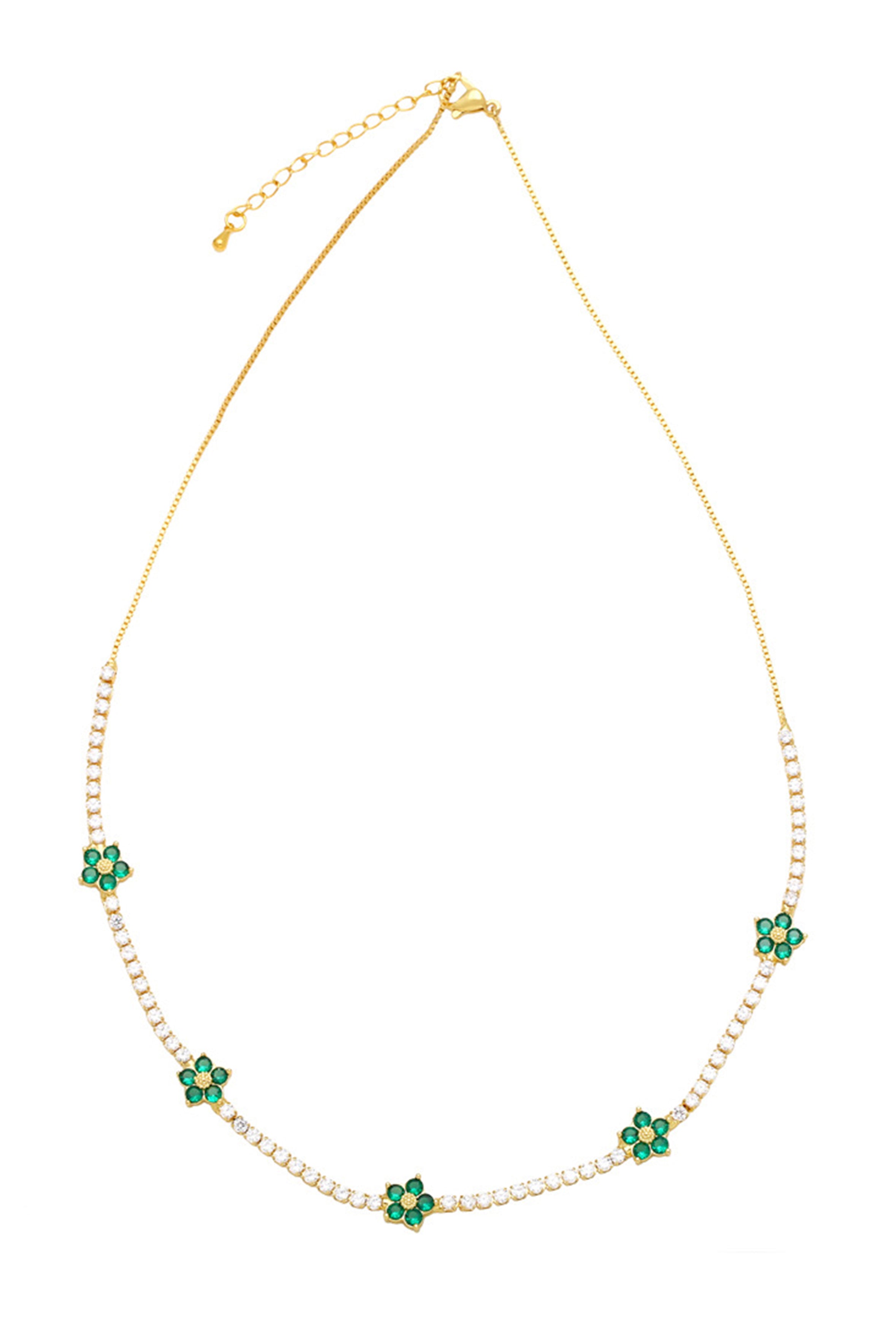 Flower Cubic Zirconia Chain Necklace N4978