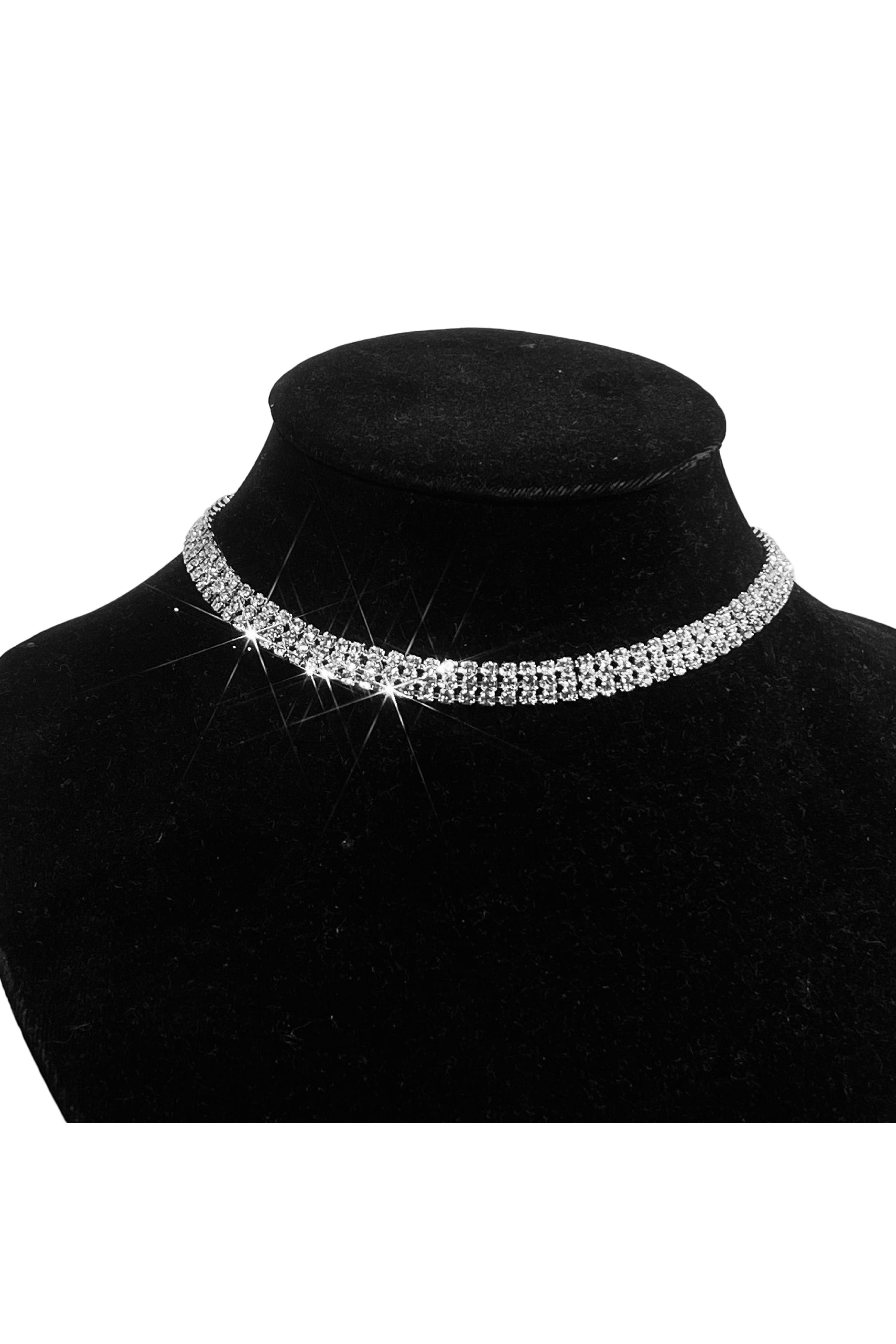 4 Row Rhinestone Choker Necklace N5006