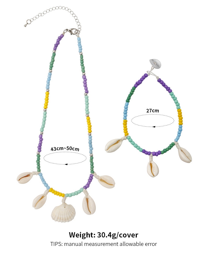 Shell Seed Bead Neklace Anklet Set N5069