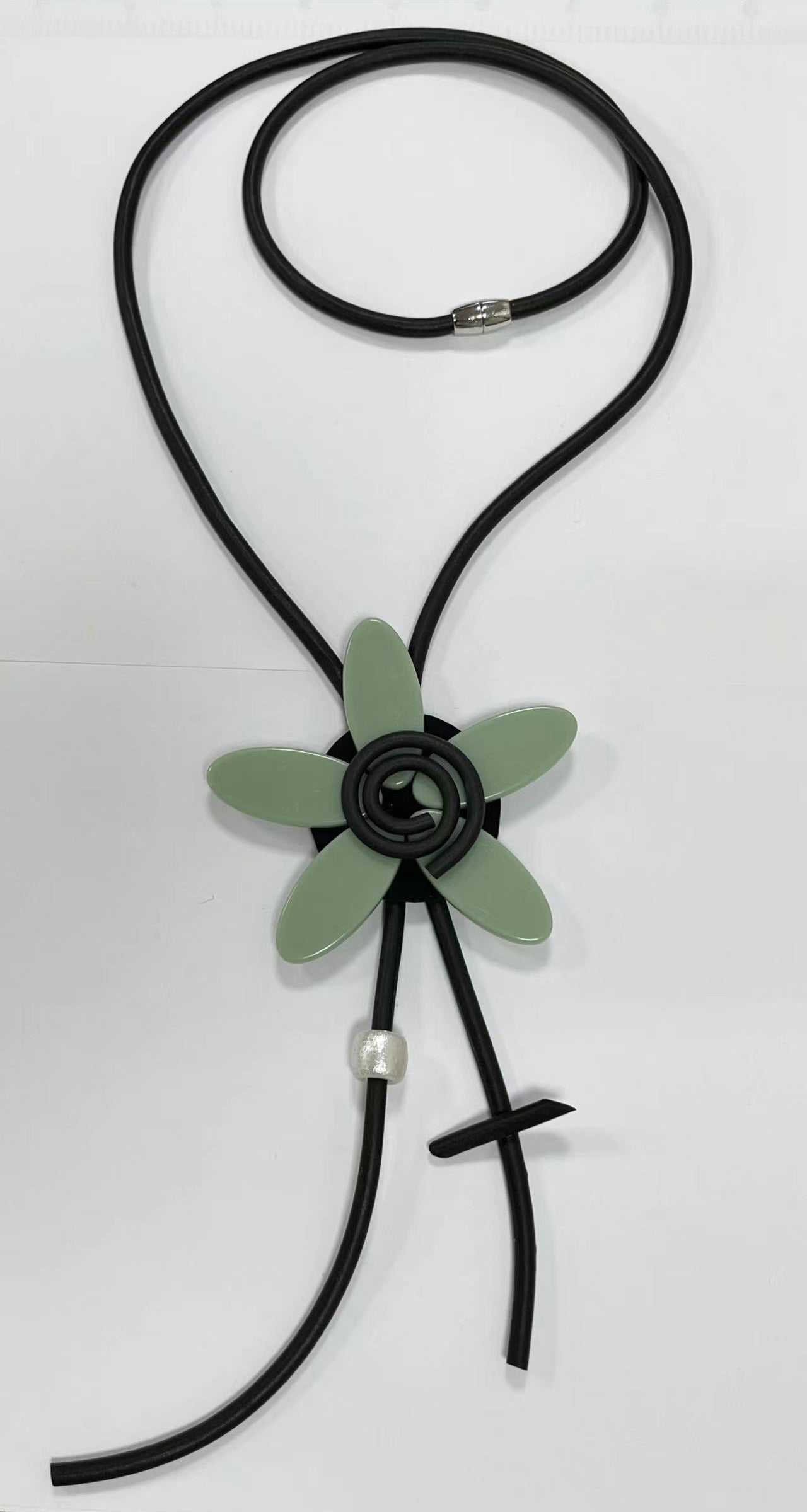 Floral Tassel Pu Leather Necklace N5087