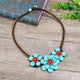 Floral Turquoise Bead Braided Necklace N5128