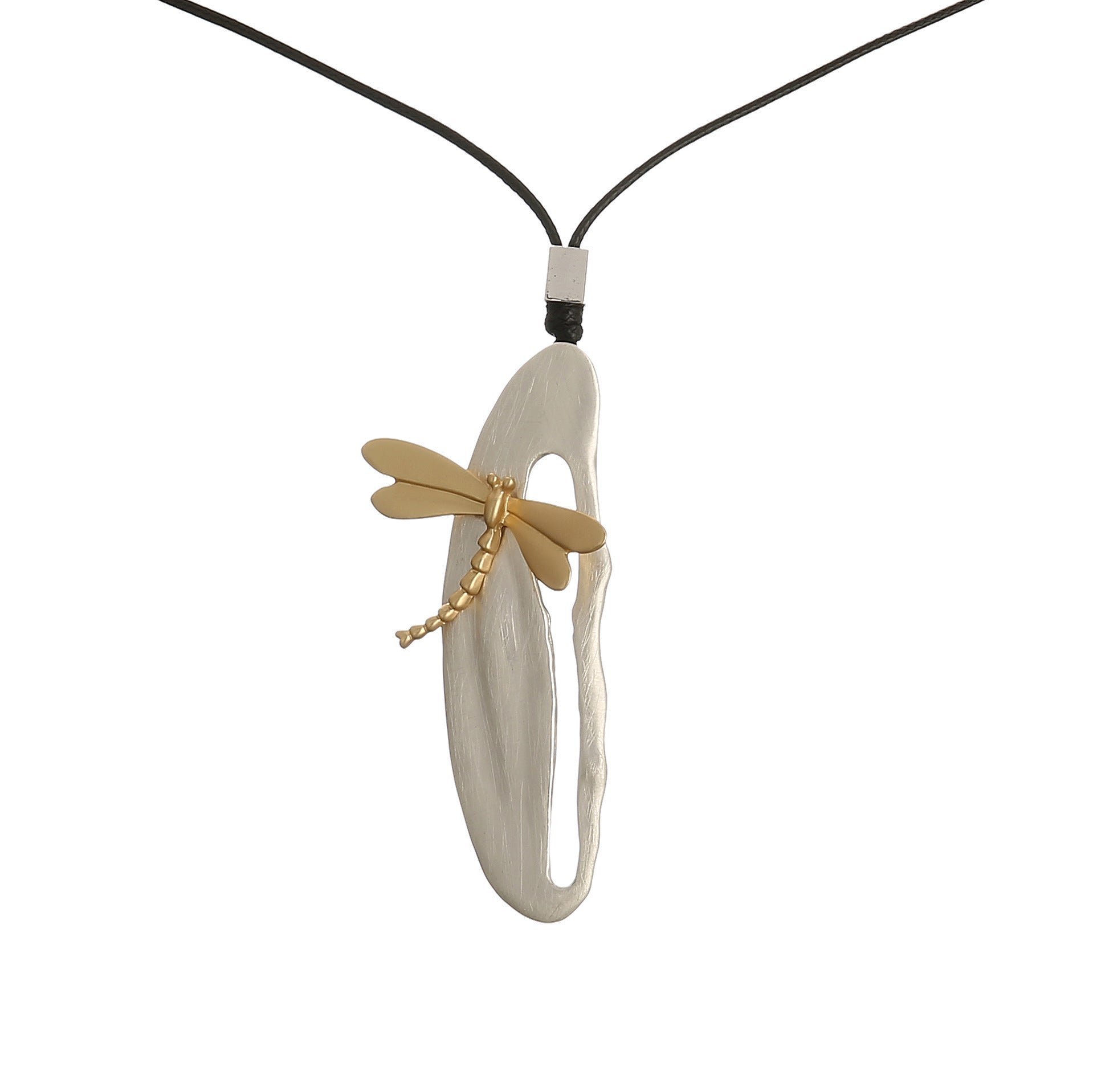 Collar de cuero con colgante de libélula geométrica N5210