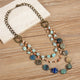 Azurite Beaded Chain Layered Handmade Necklace N5431