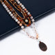 Metallic Pendant Yellow Aventurine Stone Beaded Layered Necklace N5432