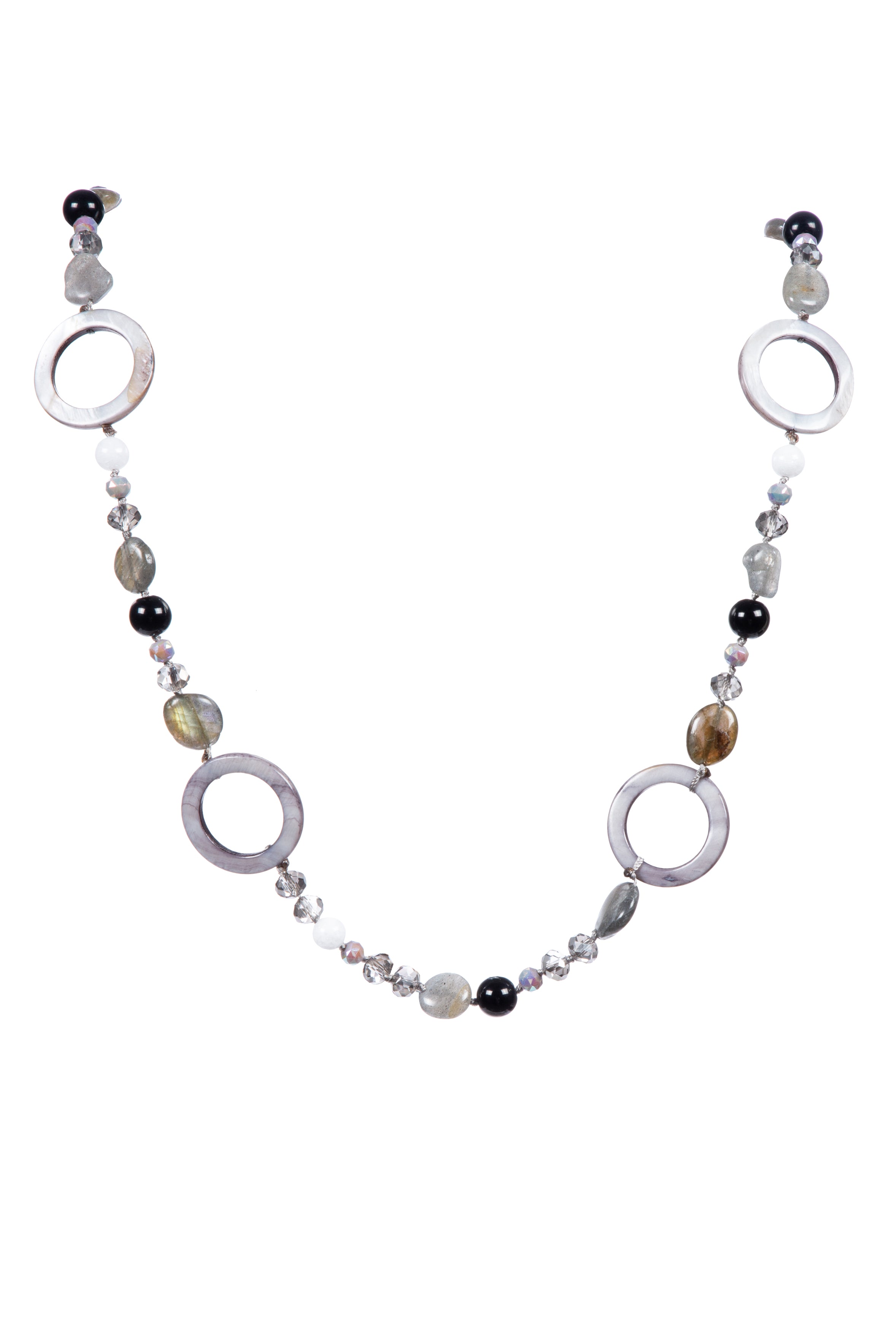 Handmade Braided Labradorite Stone Beaded Necklace N5453