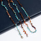 Handmade Braided Teal Cracked Turquoise Stone Beaded Necklace N5496