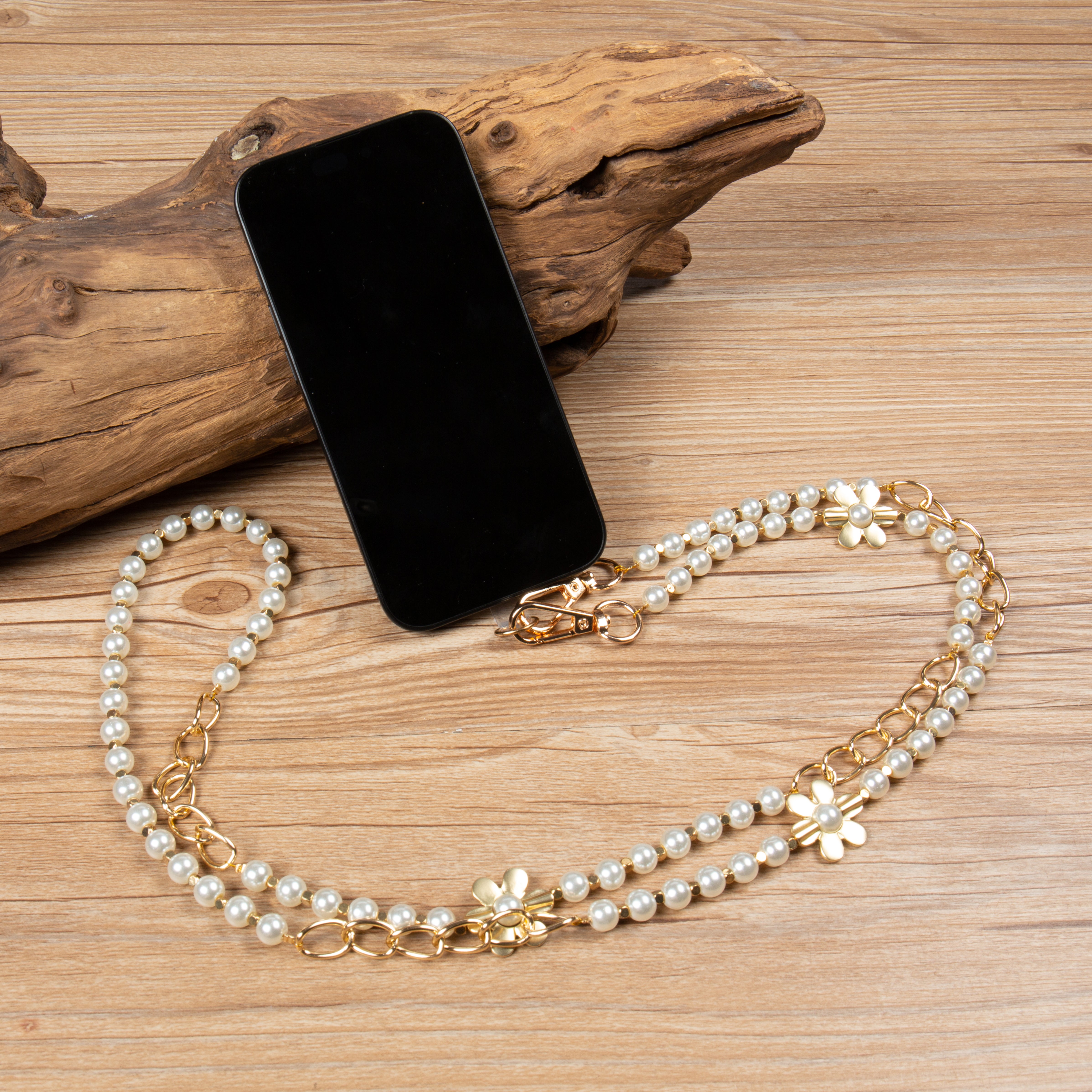 Pearl Metal Flower Crossbody Lanyard  PC5654