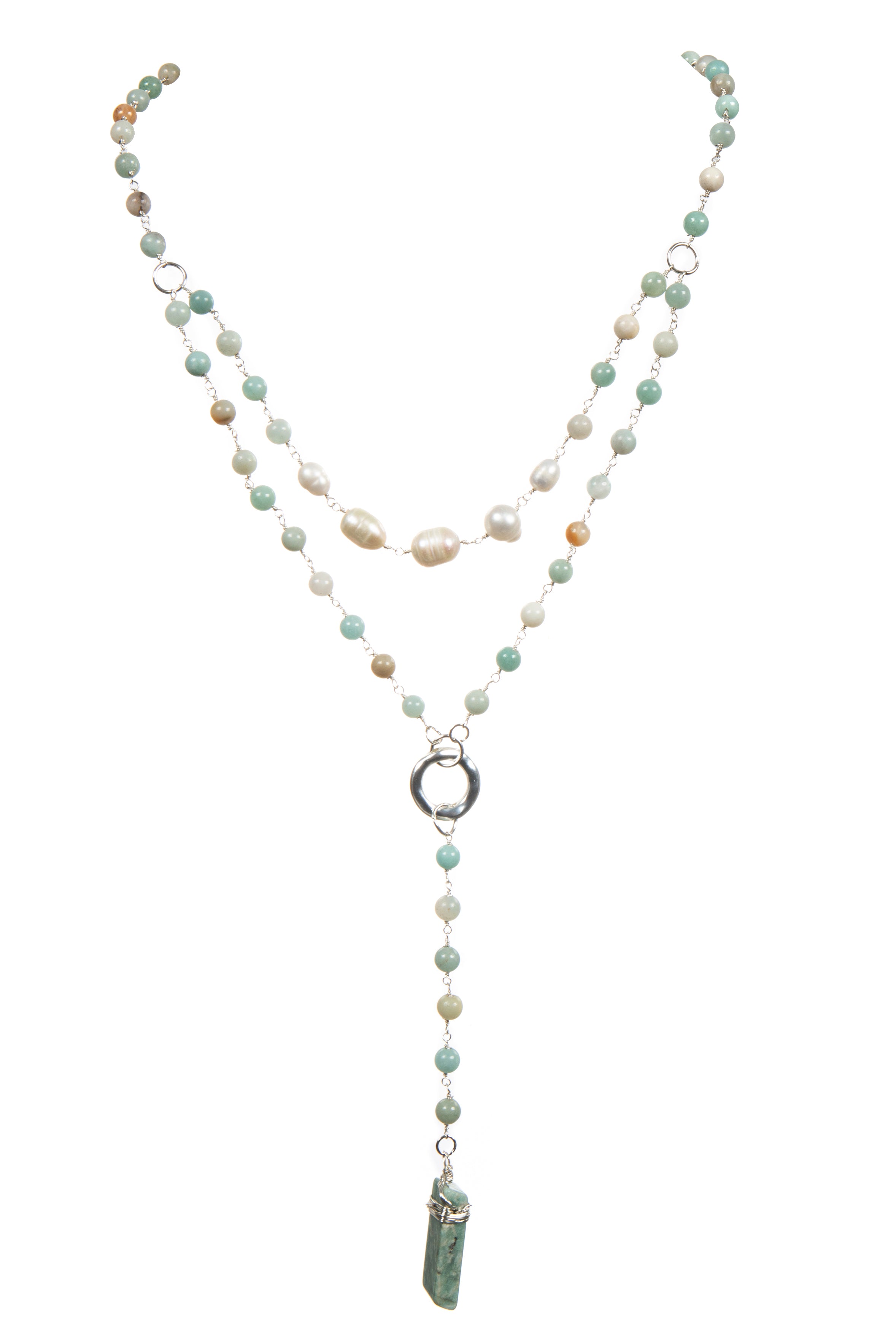 Handmade Amazonite Braided Necklace N5672