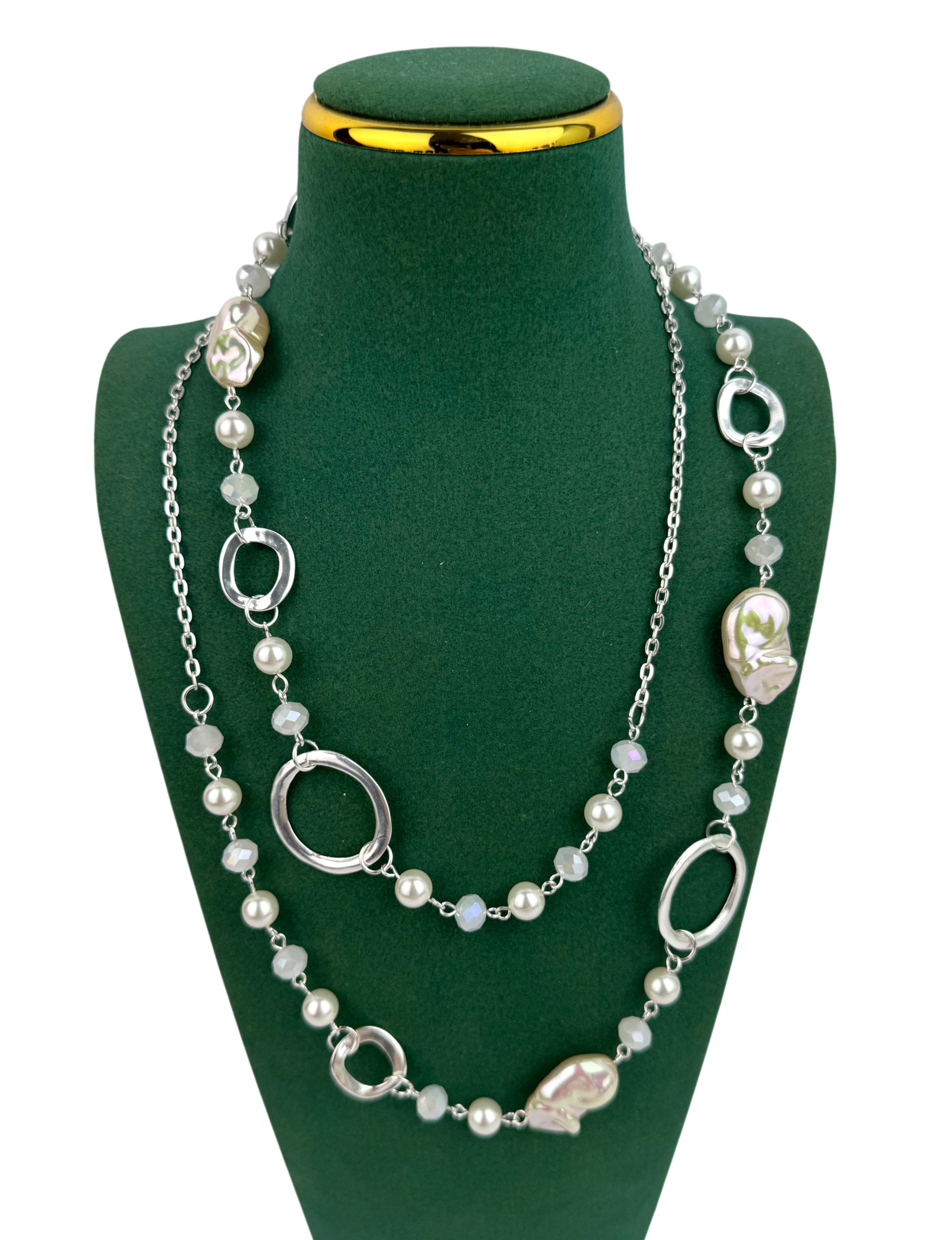 Glass Beads Pearl Alloy Necklace N5775