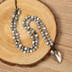 Leaf Shaped Crystal Sesame Black Necklace N5785