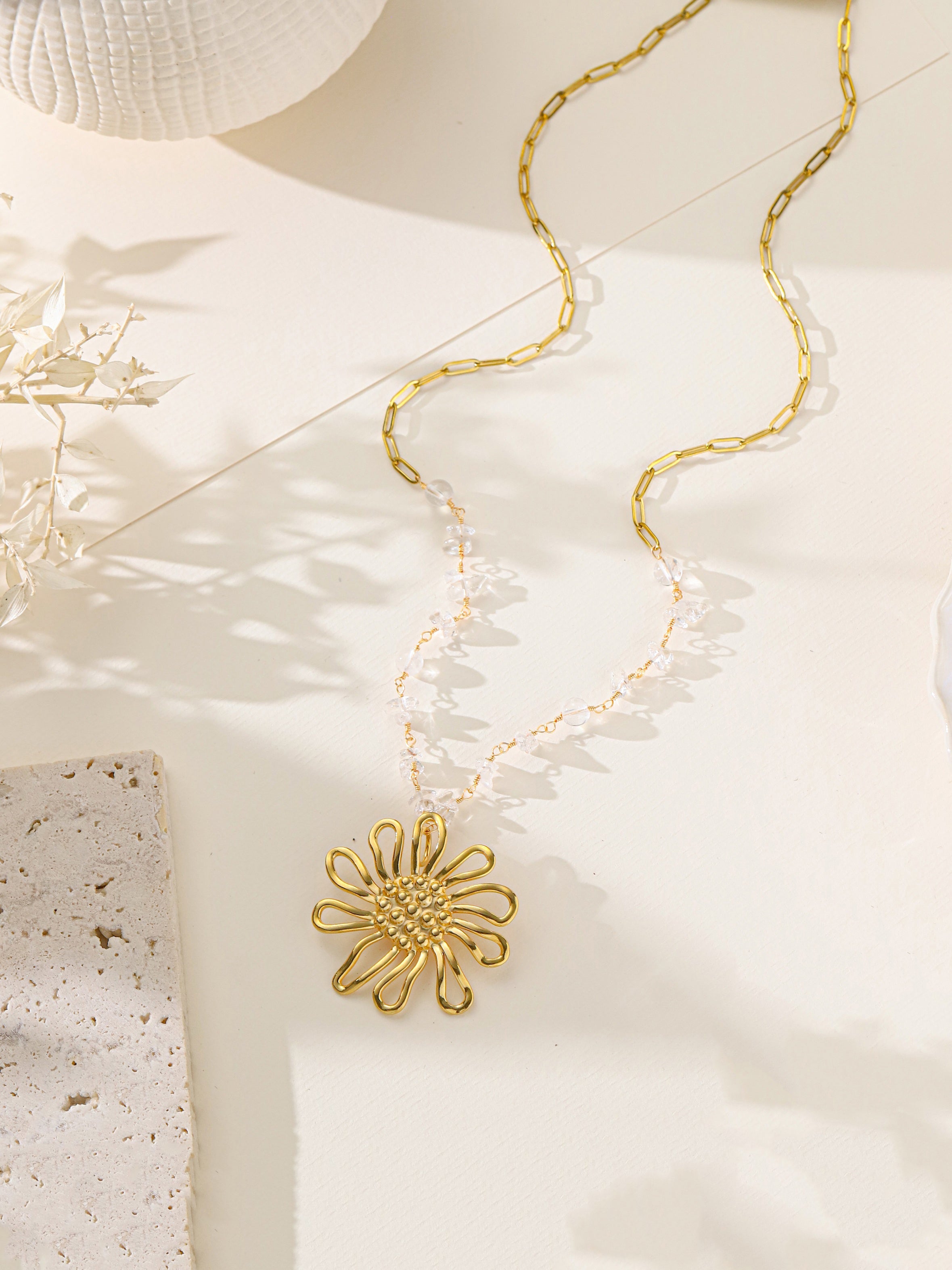 Clear Quartz Stainless Steel Necklace N5921