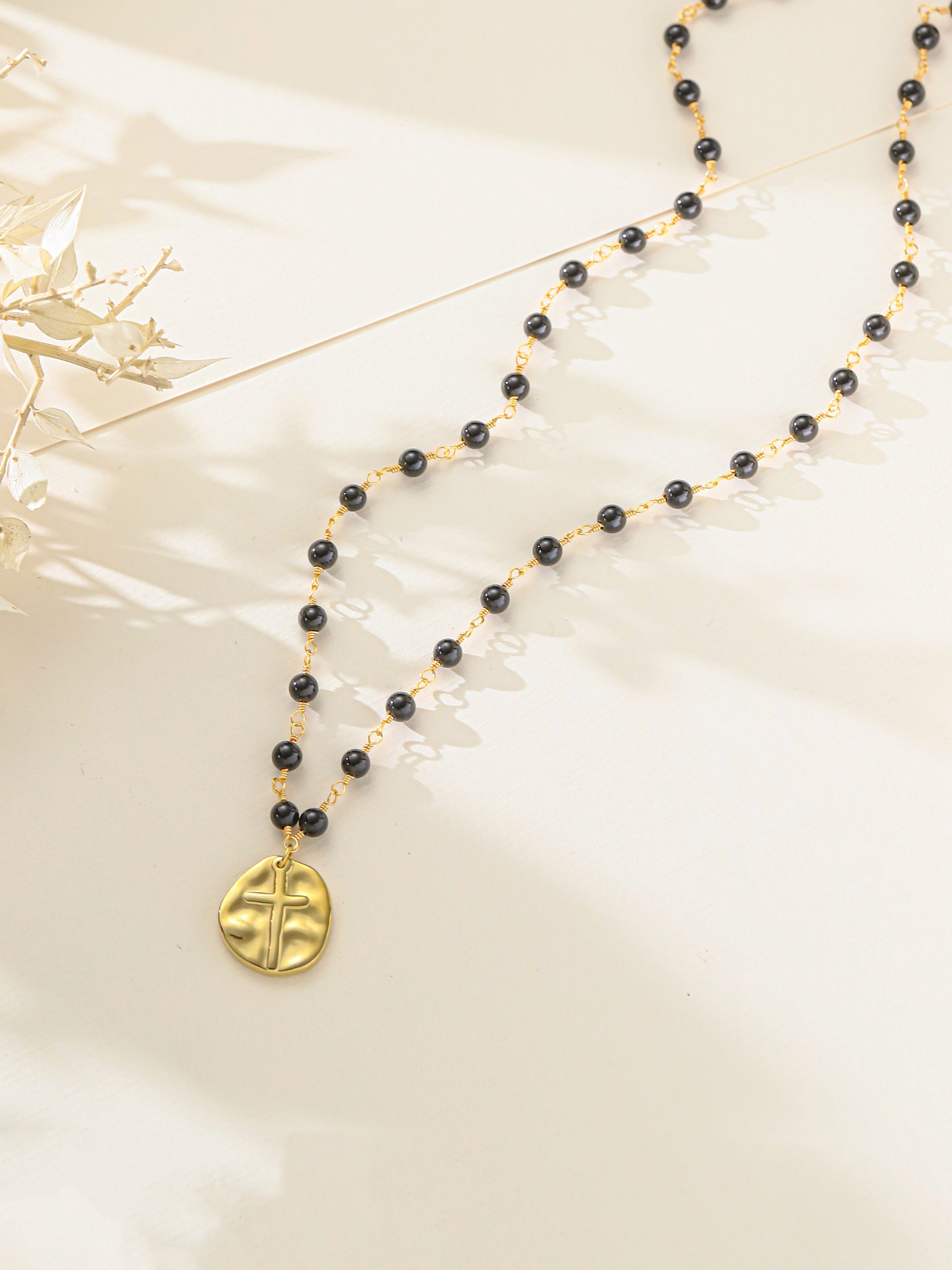 Onyx Stainless Steel Necklace N5942