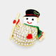 Snowman Rhinestone Brooch P1274