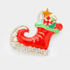 Christmas Ice Skate Rhinestone Brooch P1287